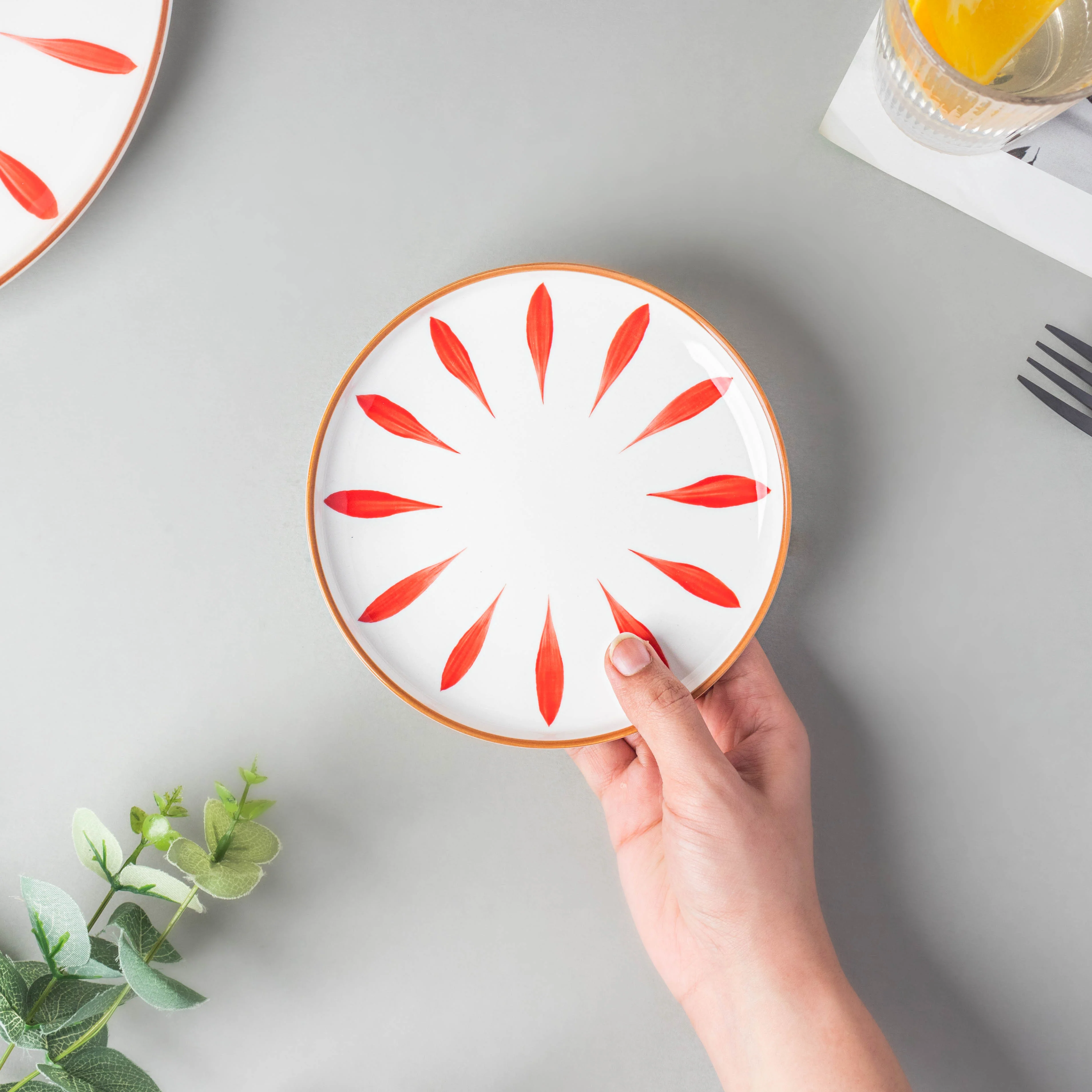 Teardrop Snack Plate Red 6 Inch - Image 2