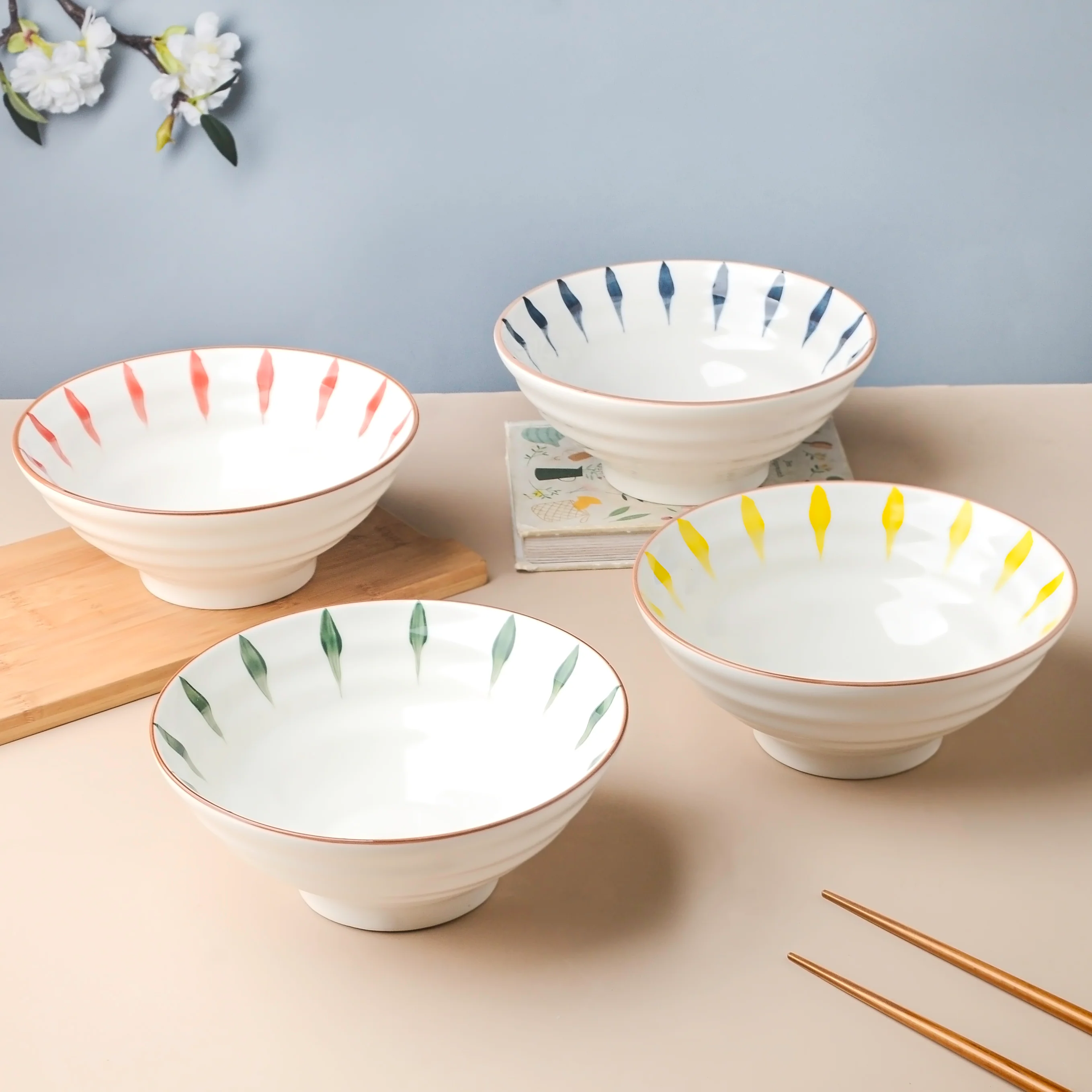 Teardrop Textured Ramen Bowl Blue 550 ml - Image 14