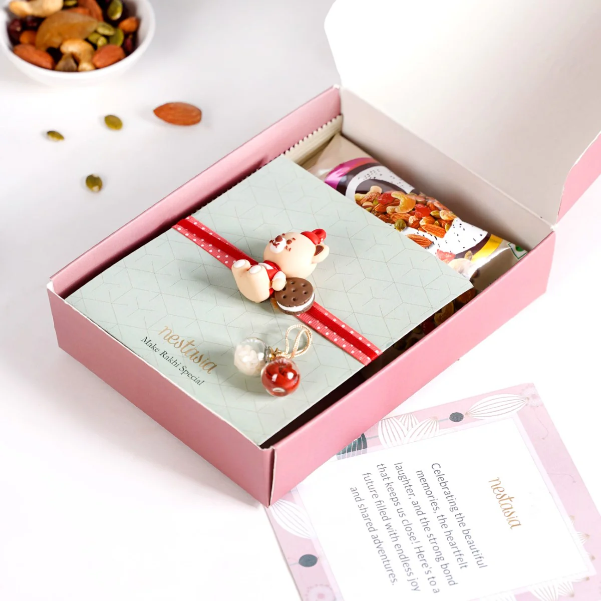 Teddy Bear Kids Rakhi Gift Hamper Set Of 3 With Box And Card - Image 4