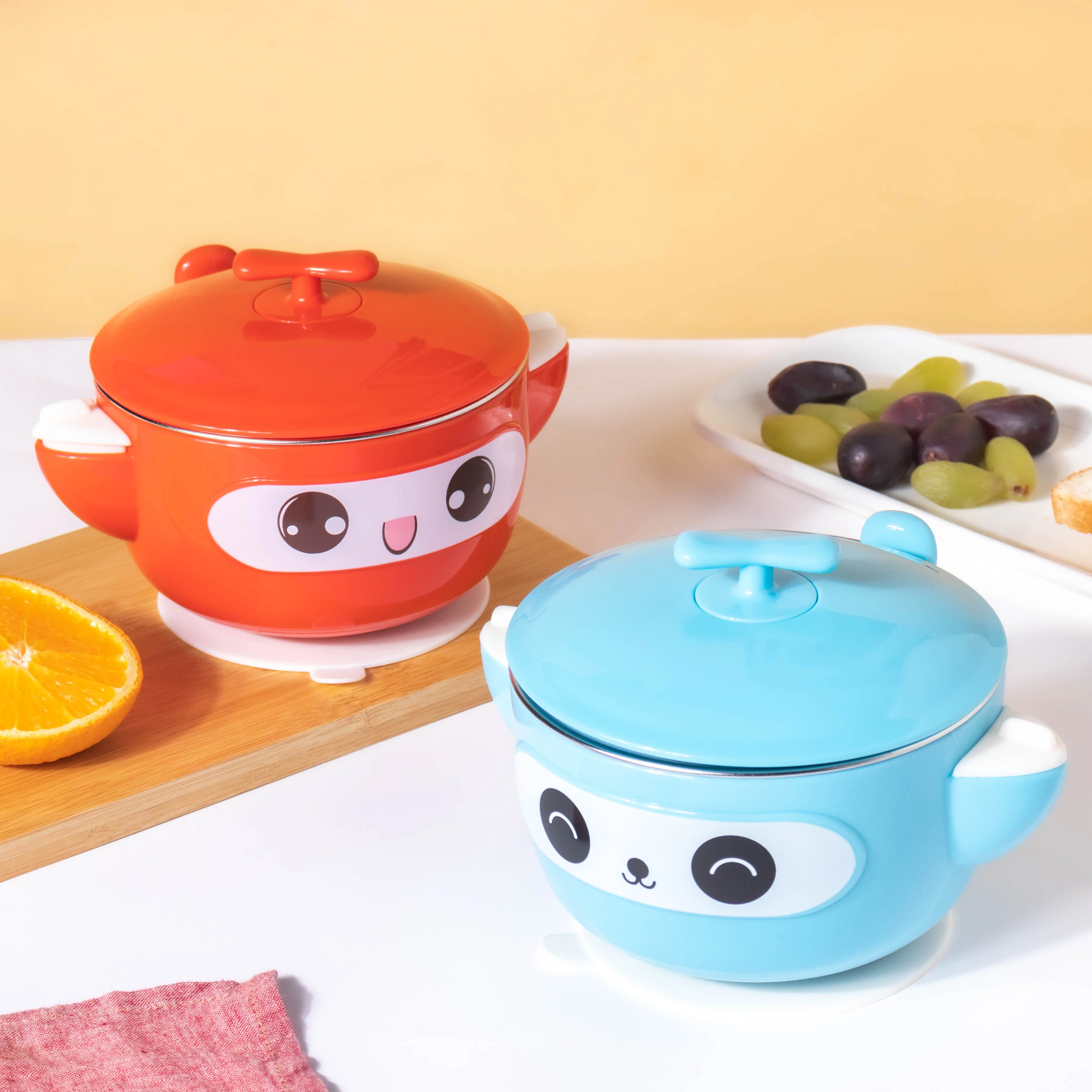 Airtight Stay Warm Steel Bowl With Suction Base Red 300 ml - Image 12