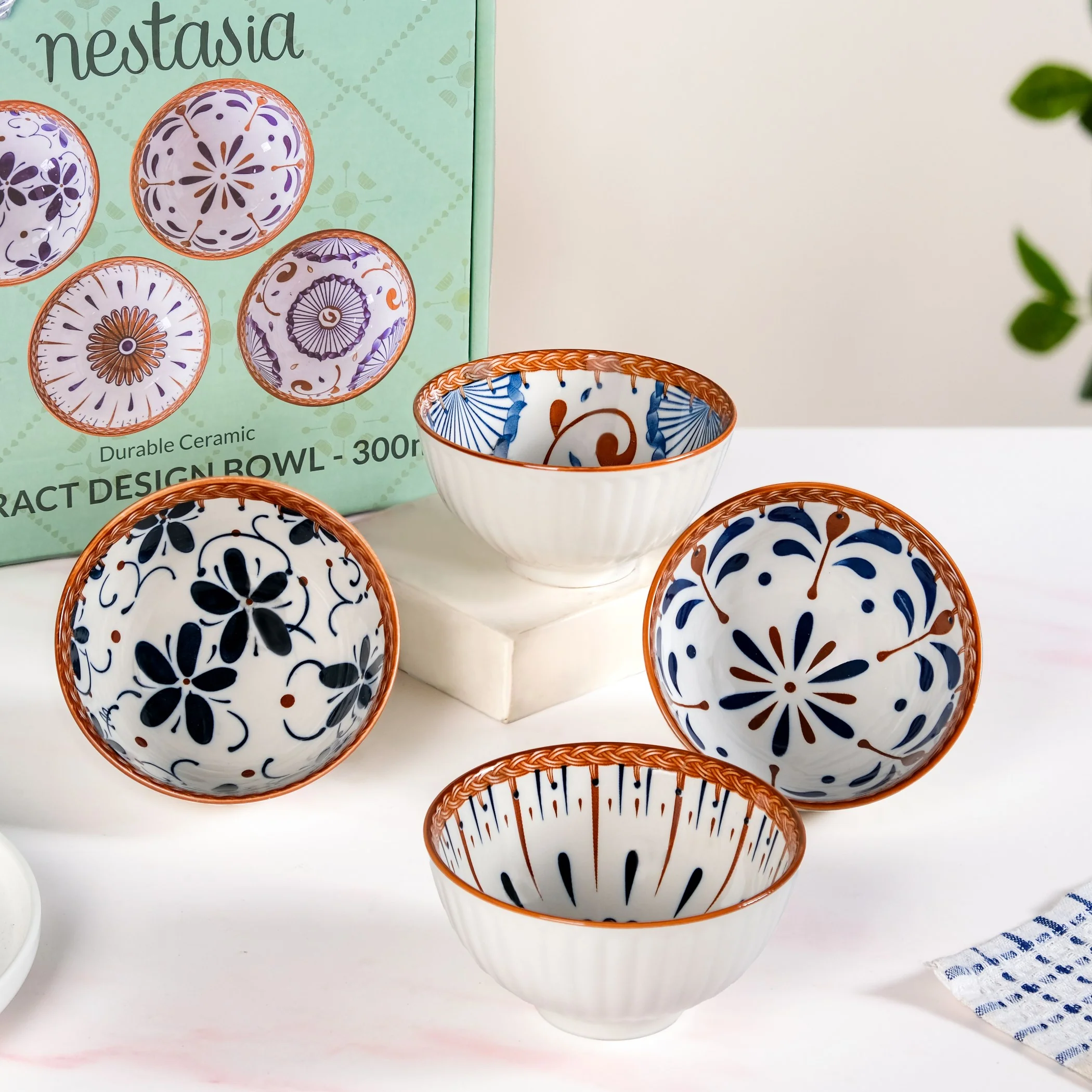 Terra Indigo Ceramic Bowls Set Of 4 300ml - Image 6