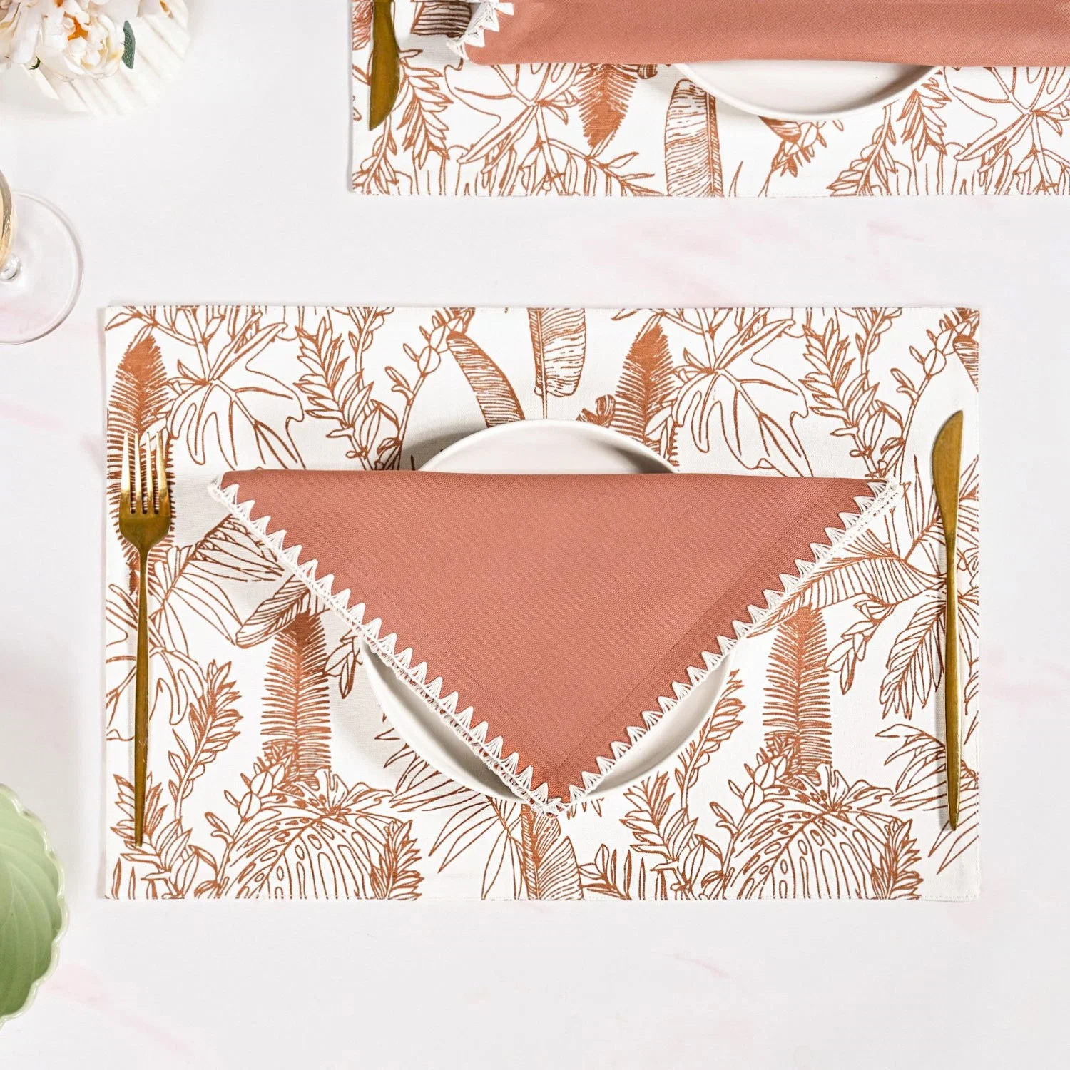 Terracotta Embroidered Edges Table Napkin Set Of 4