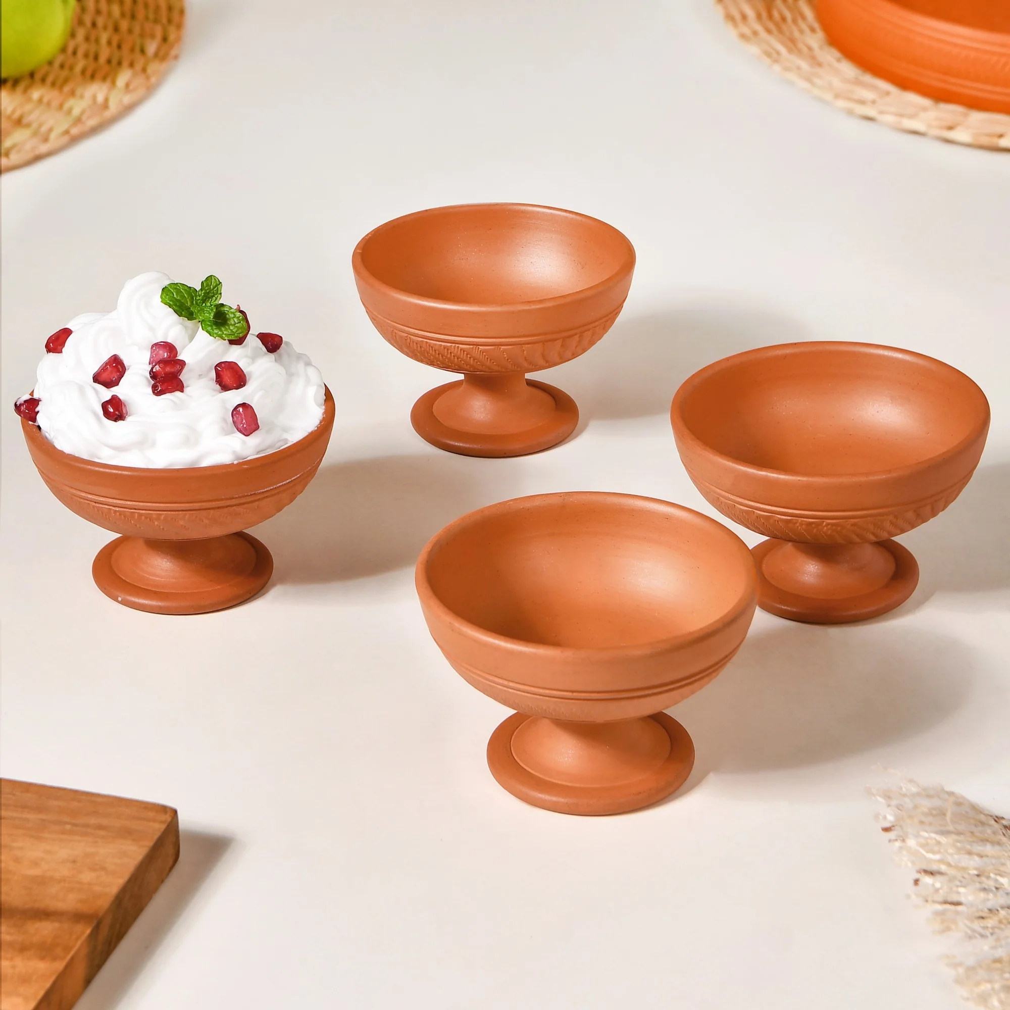 Terracotta Stemmed Dessert Bowls Set Of 4 150ml - Image 7
