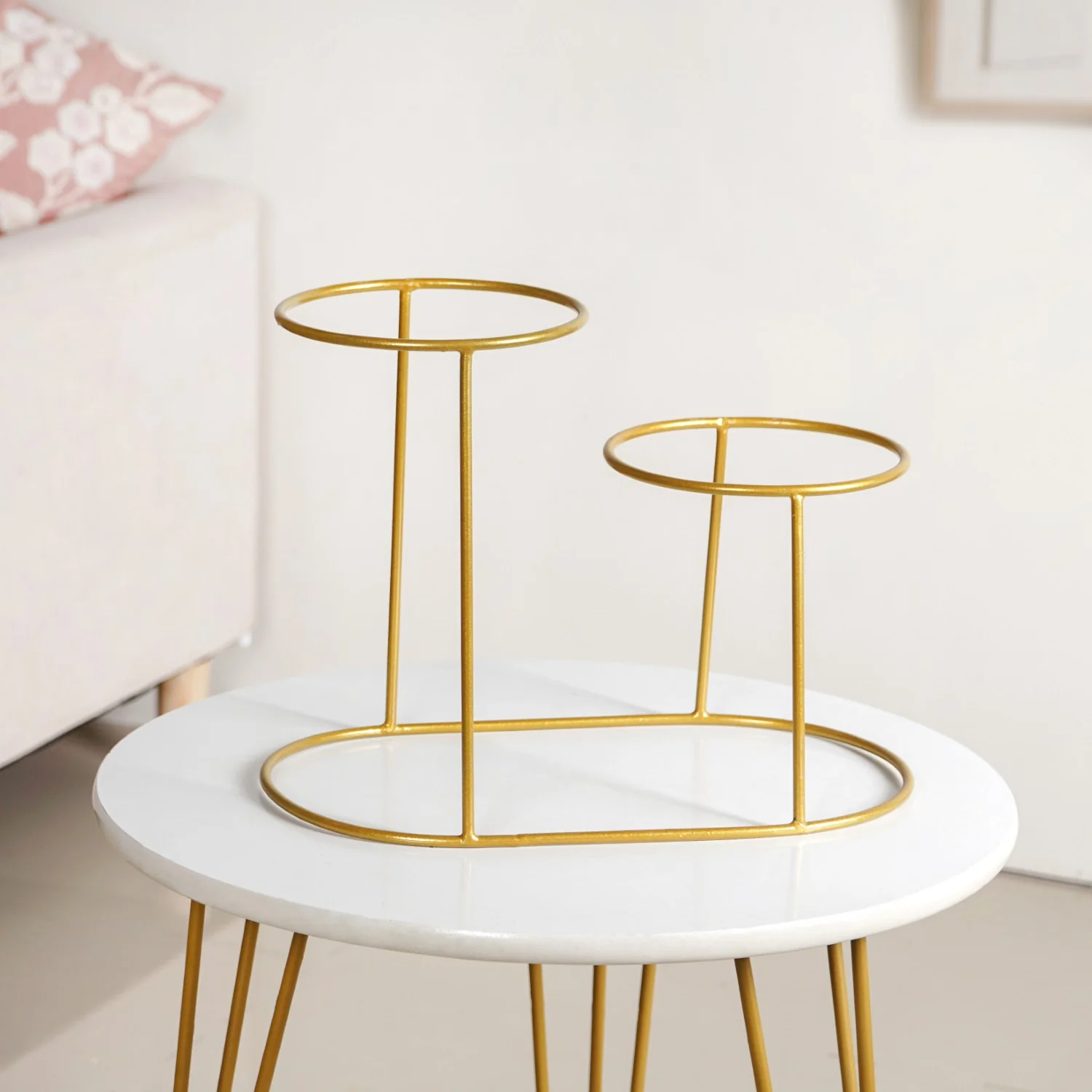 TerraDuo Decorative Planters With Two Tier Gold Stand Pink - Image 8