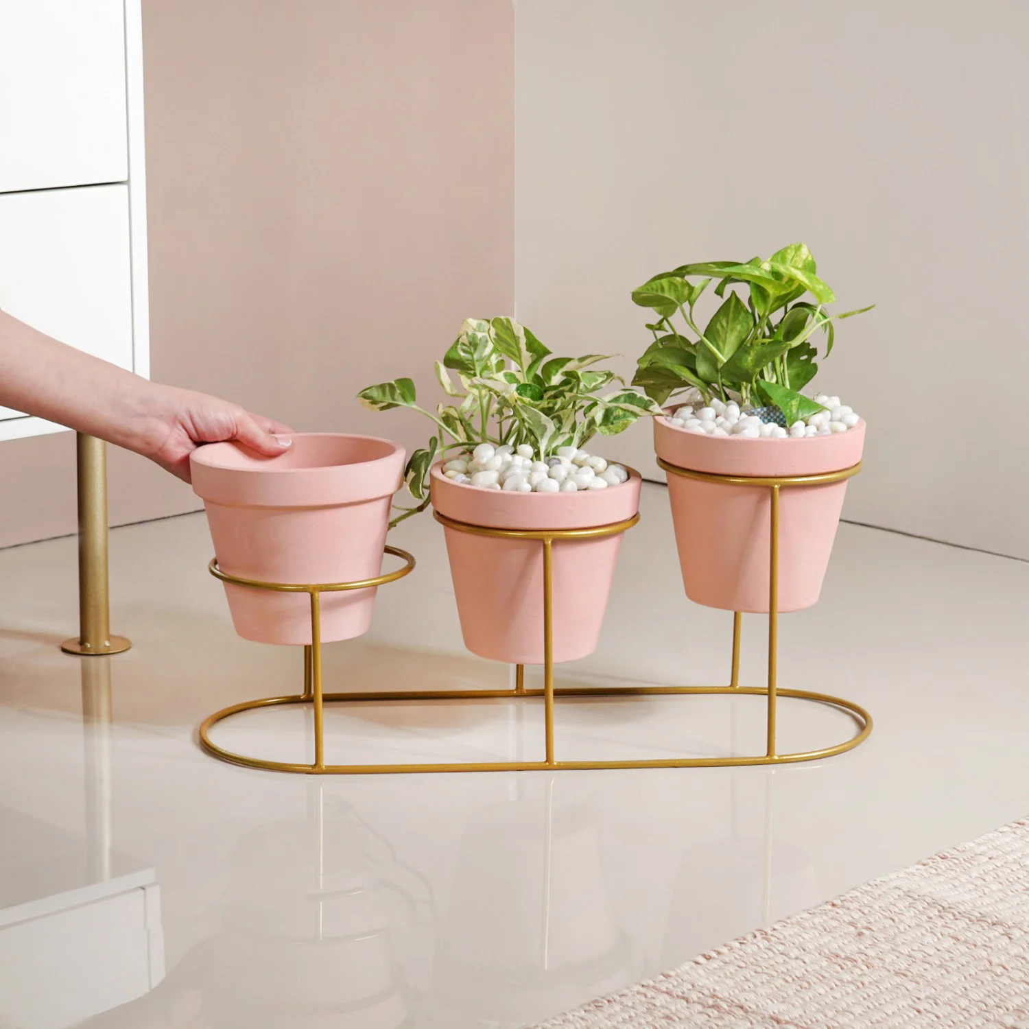 TerraGold Pink Cascade 3 Tier Planter Stand Set - Image 3
