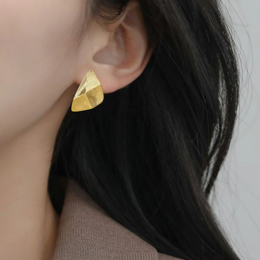 Terrain Stud Earrings Gold - Image 5