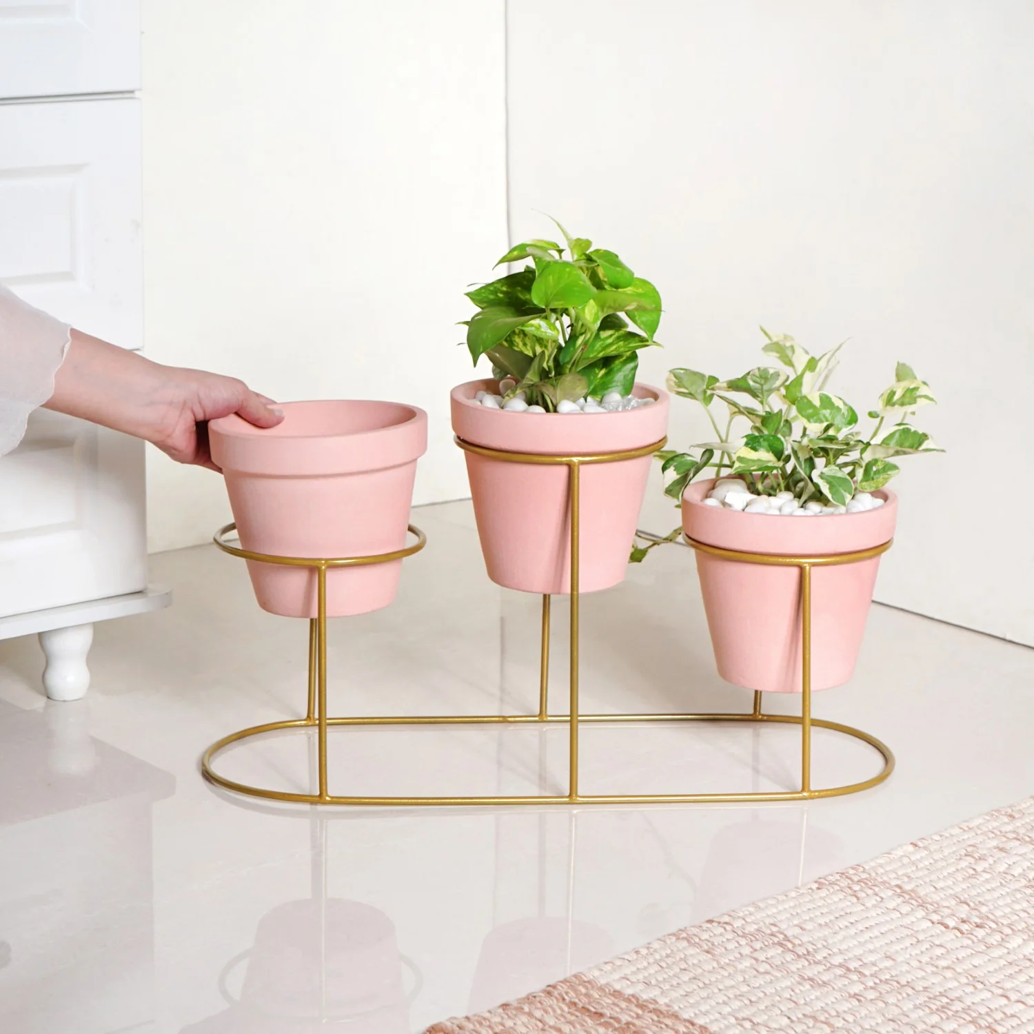 TerraTier Three In One Planter Set With Stand Pink - Image 2