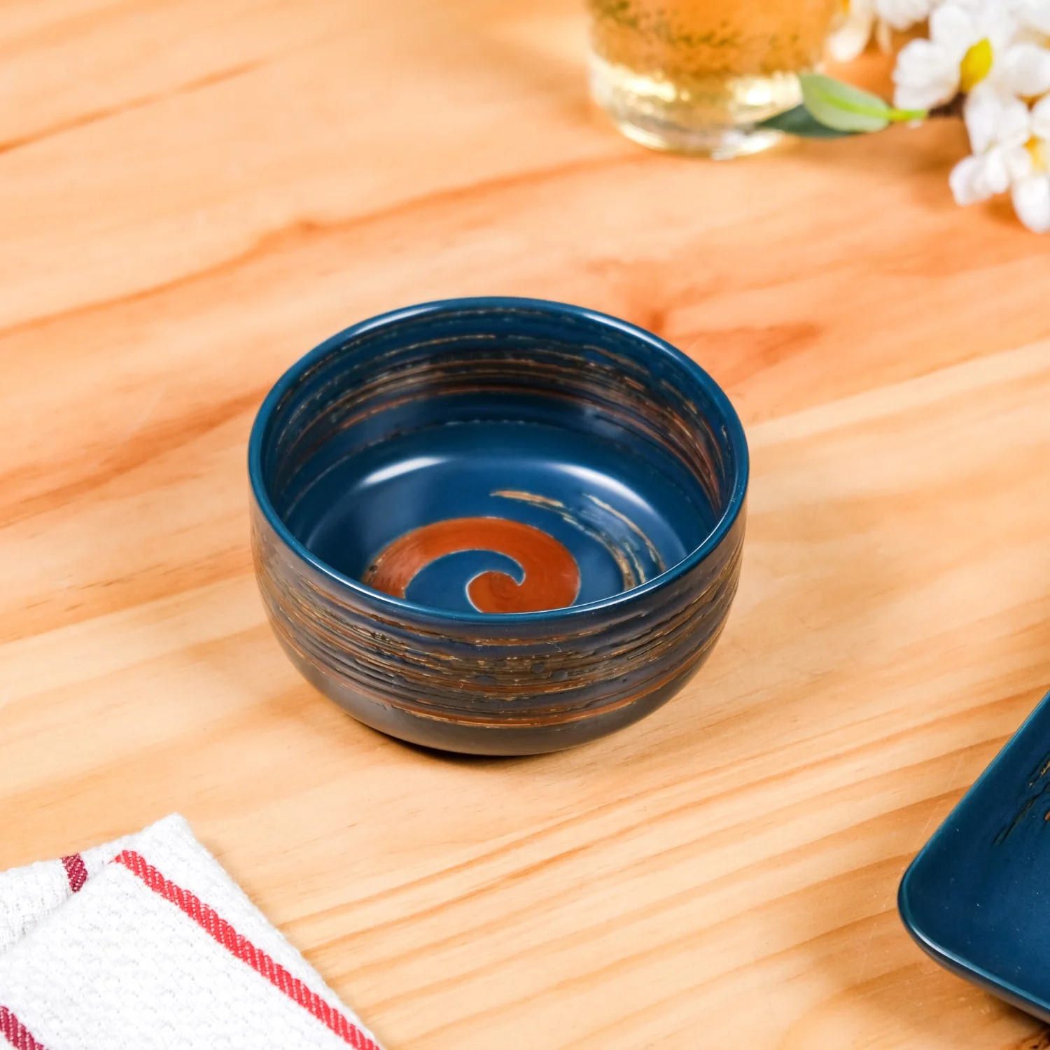 Textured Brushstroke Soup Bowls Navy Blue Set Of 4 300ml - Image 9