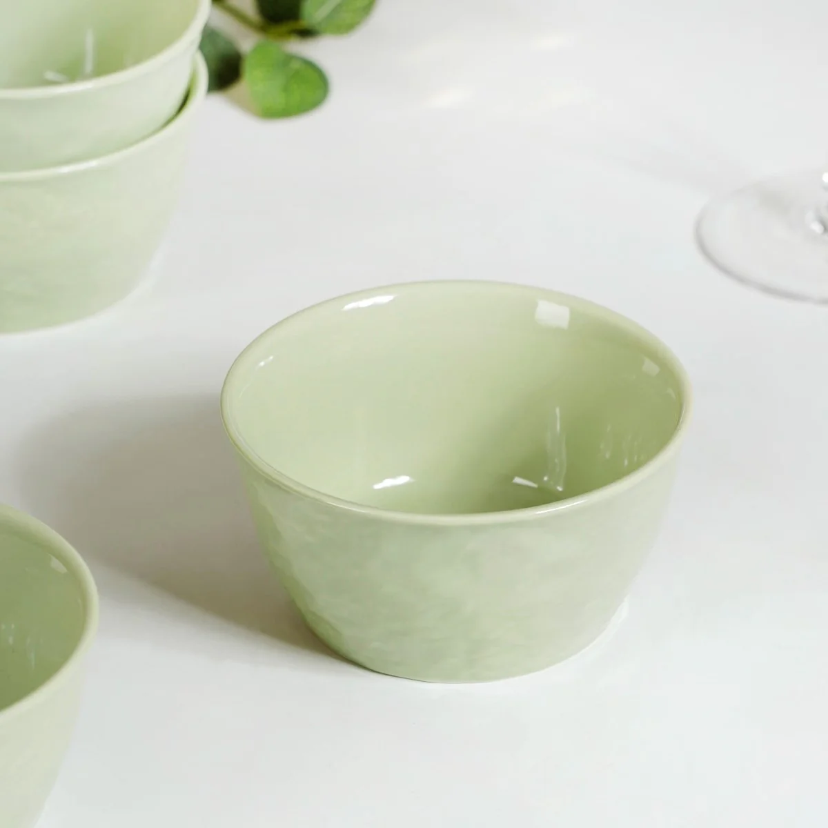 Textured Ceramic Snack Bowl Sage Green Set Of 4 350ml - Image 8