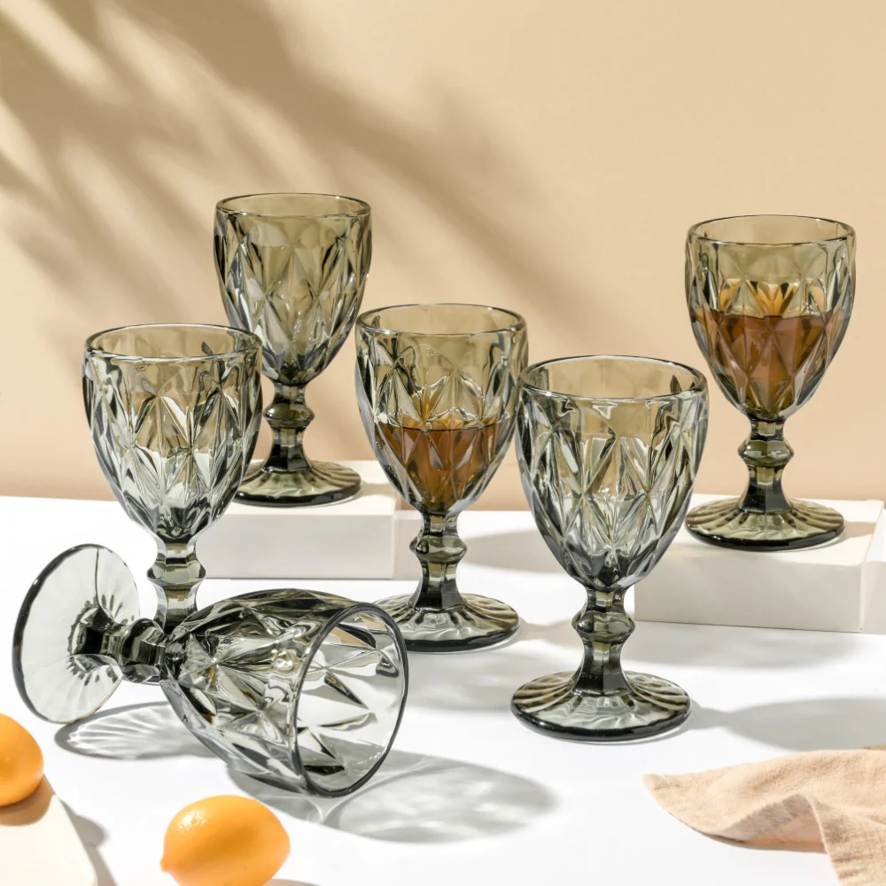 Textured Drinkware Ash Grey Glass Set Of 6 250 ml - Image 9