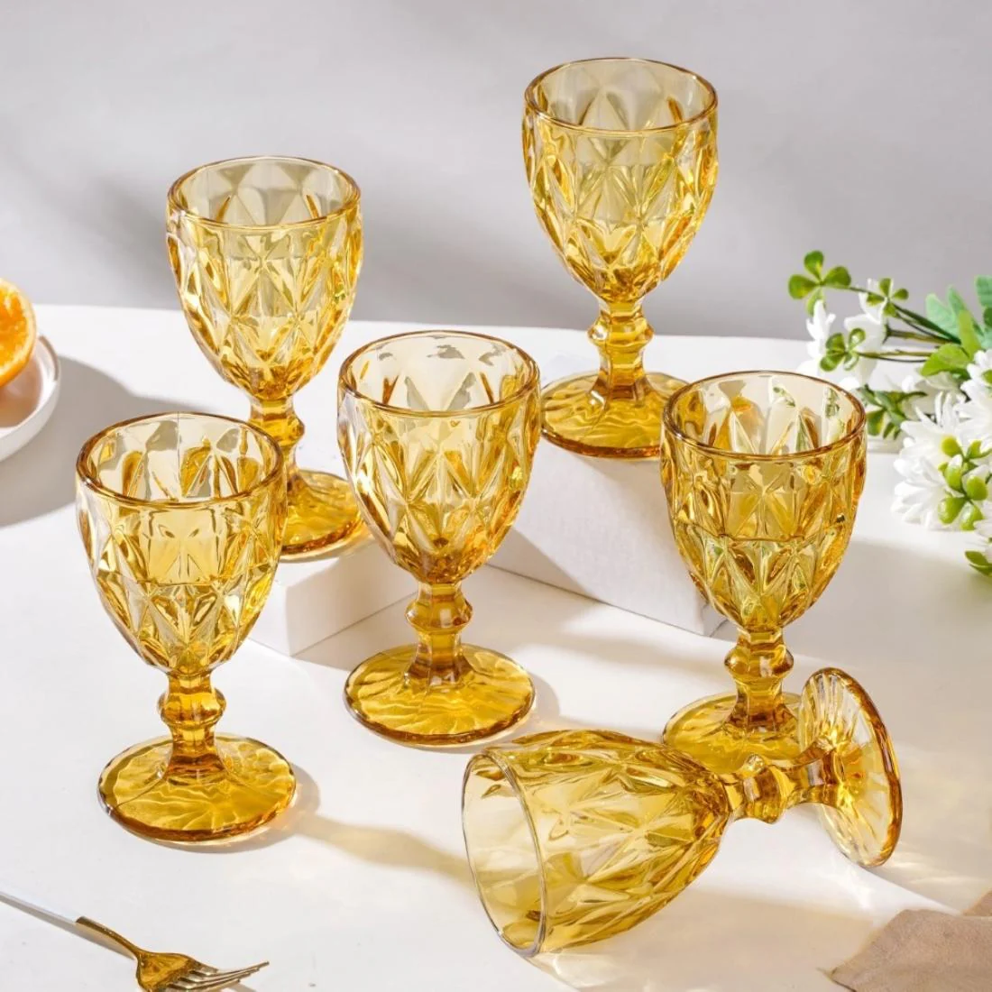 Textured Drinkware Glass Amber Set Of 6 250 ml - Image 3