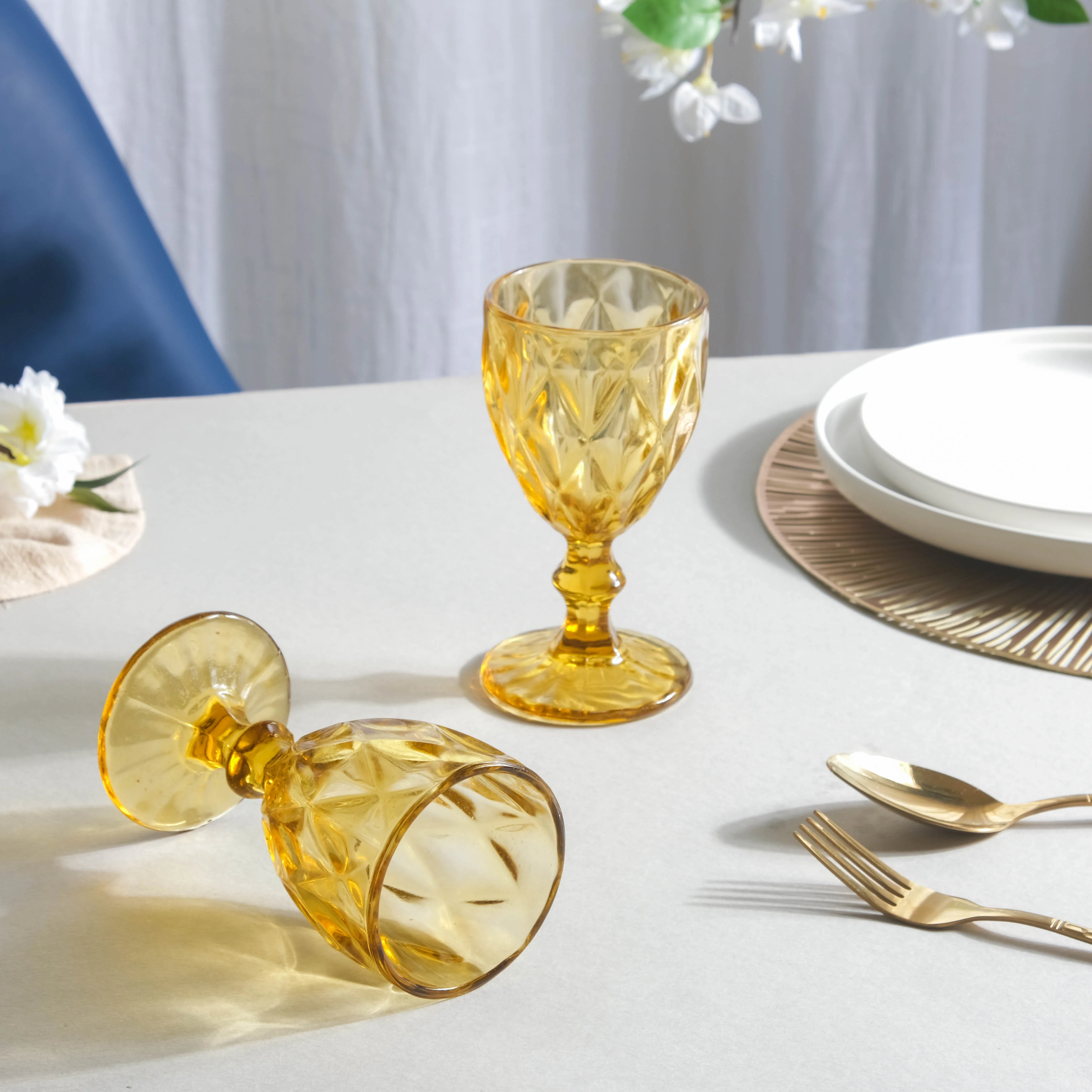 Textured Drinkware Glass Amber Set Of 6 250 ml - Image 9