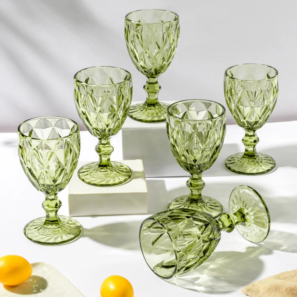 Textured Drinkware Glass Green Set Of 6 250 ml - Image 8