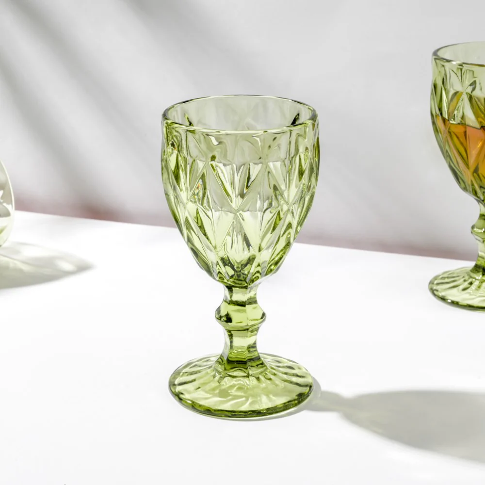 Textured Drinkware Glass Green Set Of 6 250 ml - Image 9