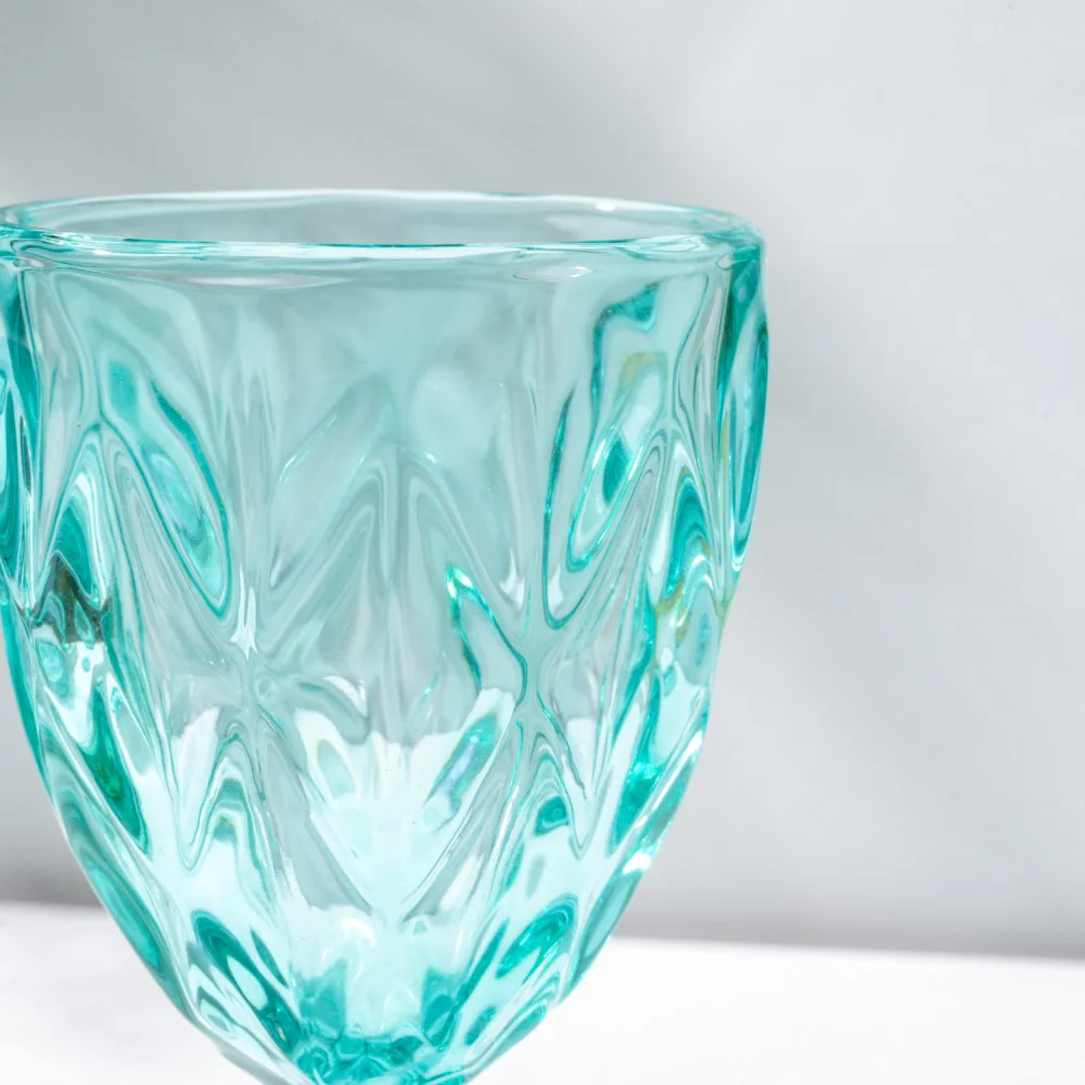 Textured Drinkware Glass Teal Set of 6 250 ml - Image 5