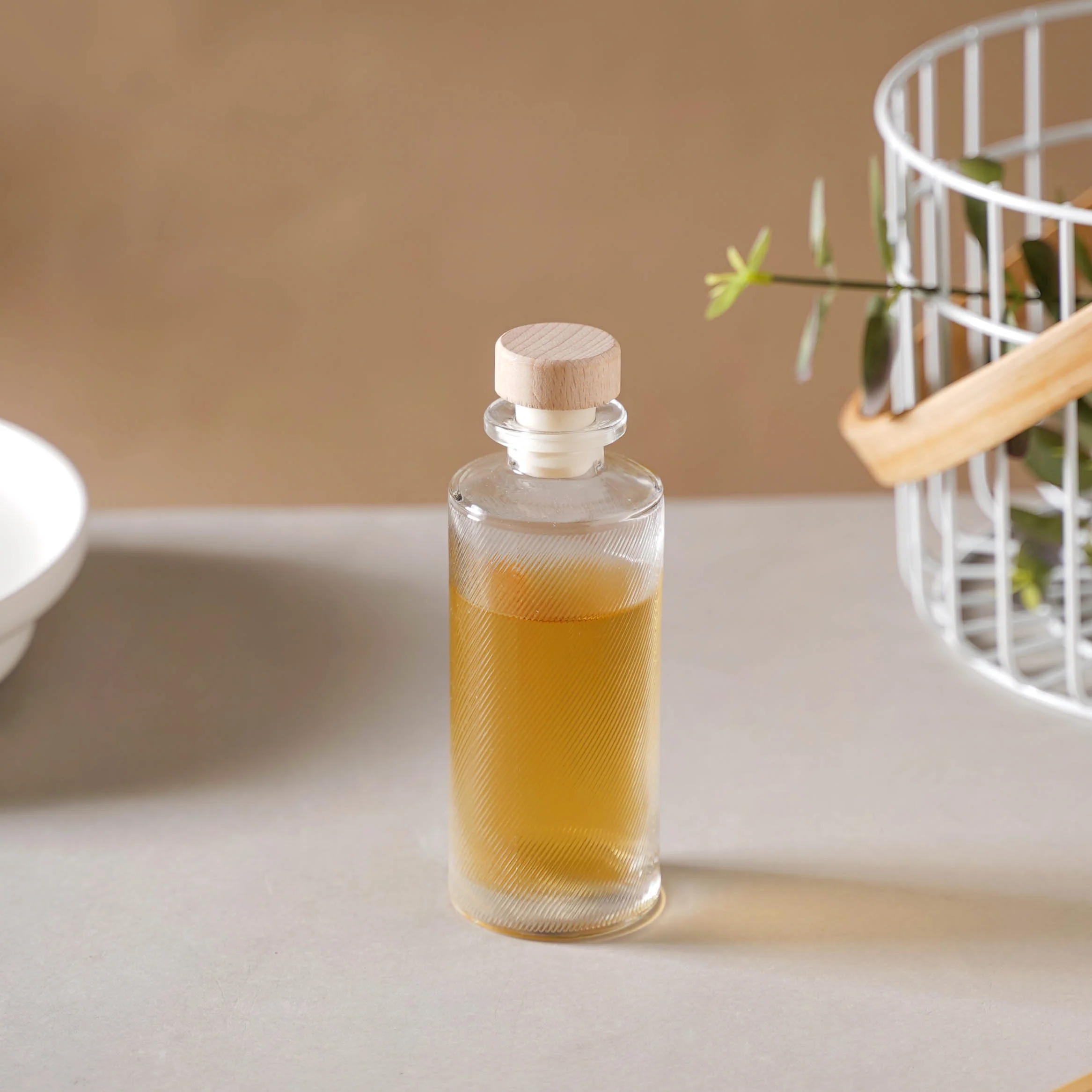Textured Glass Bottle with Cork - Image 5
