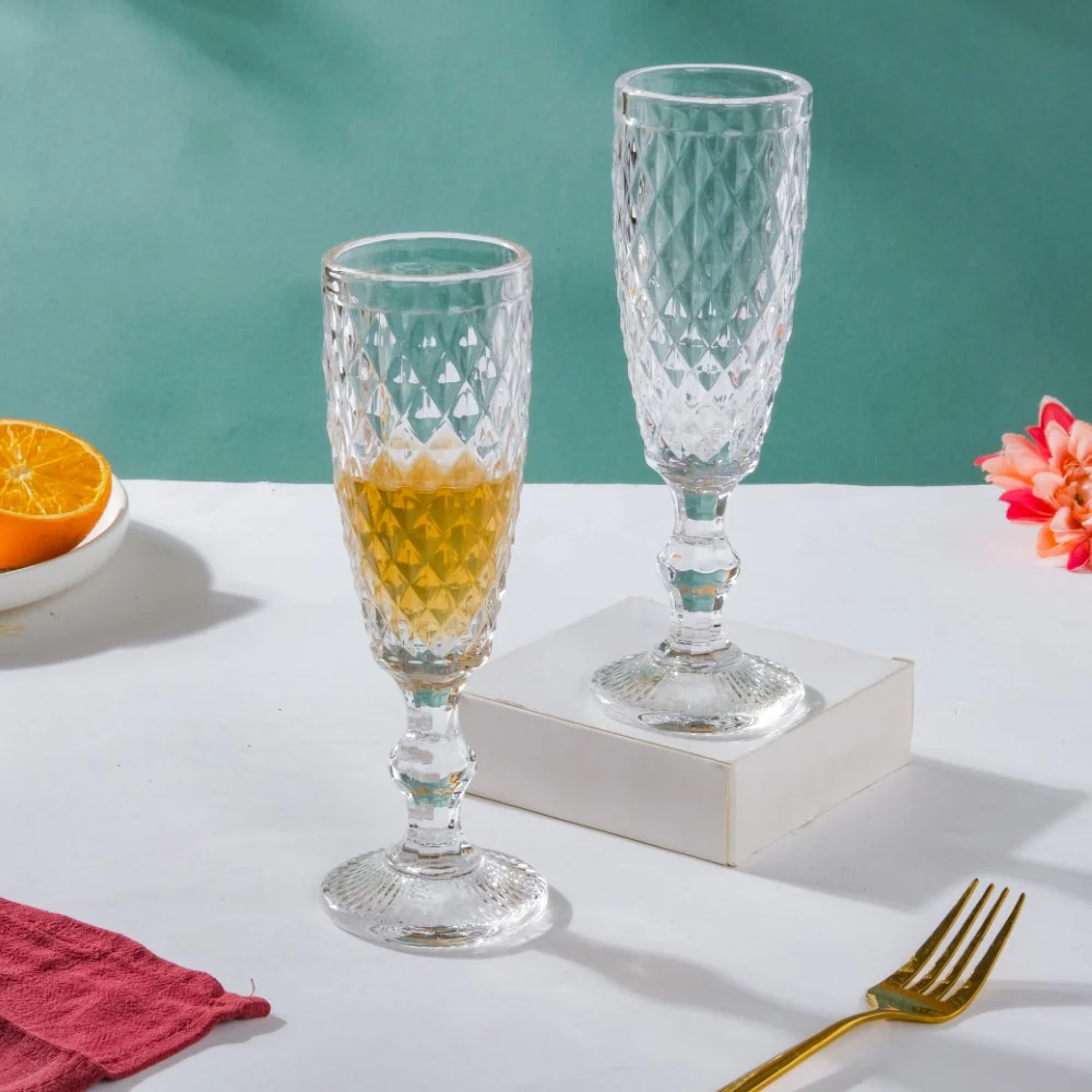 Textured Glassware Transparent Set Of 6 150 ml - Image 10
