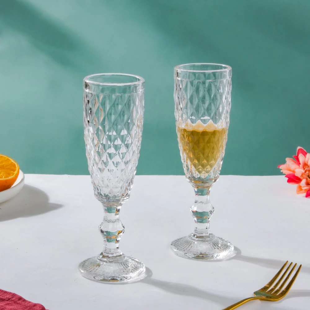 Textured Glassware Transparent Set Of 6 150 ml - Image 12
