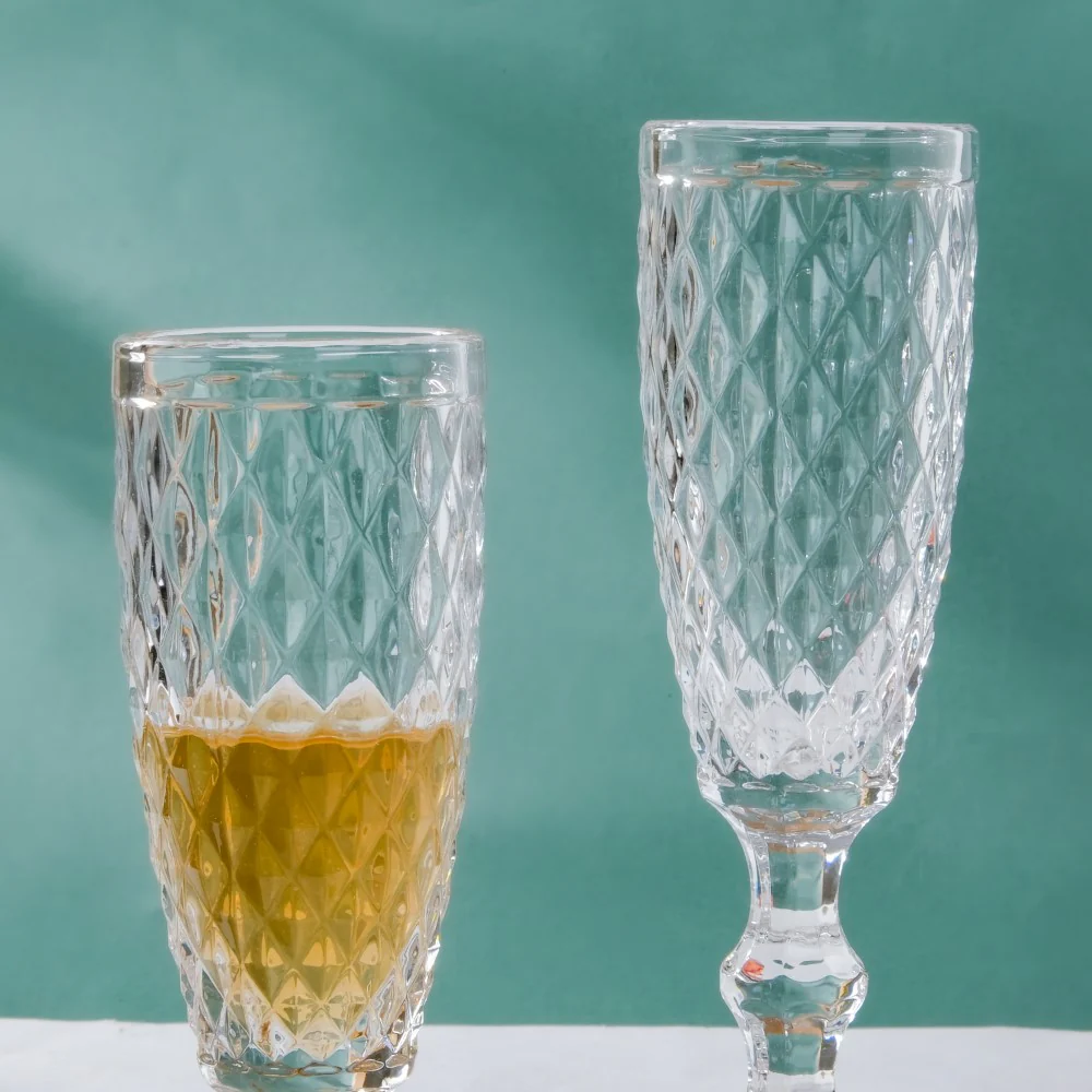 Textured Glassware Transparent Set Of 6 150 ml - Image 5