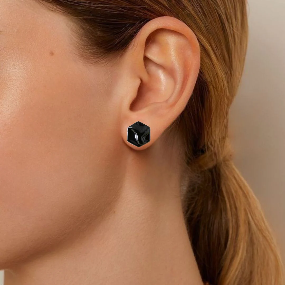 Textured Hexagon Studs - Image 5