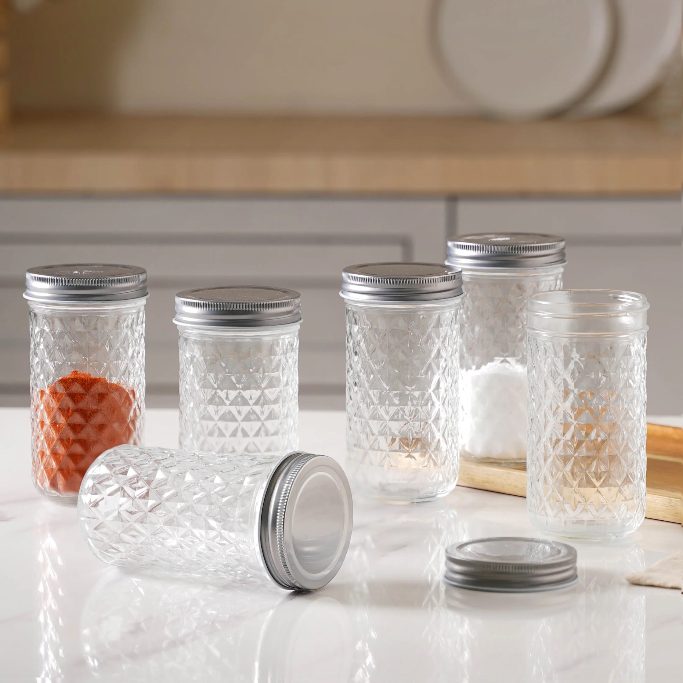 Textured Jar for Storage Set of 6 - Image 8