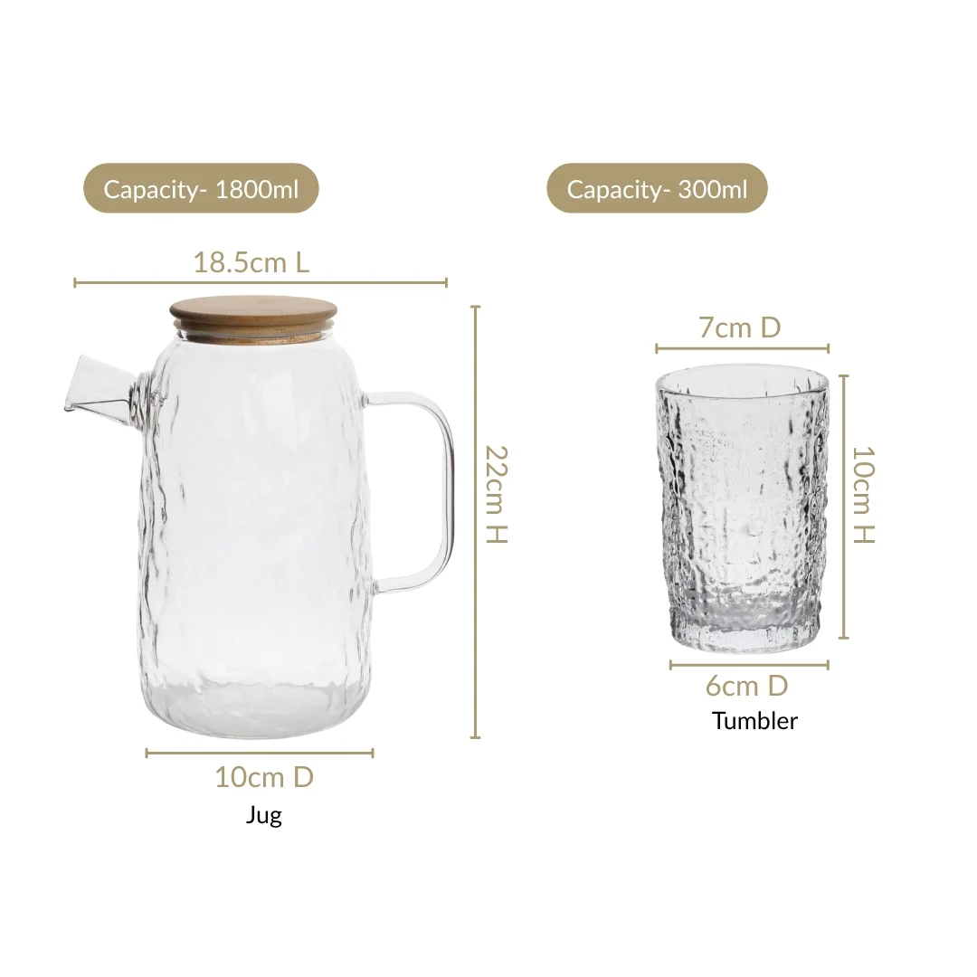 Textured Jug And Glass Set Of 7 - Image 3