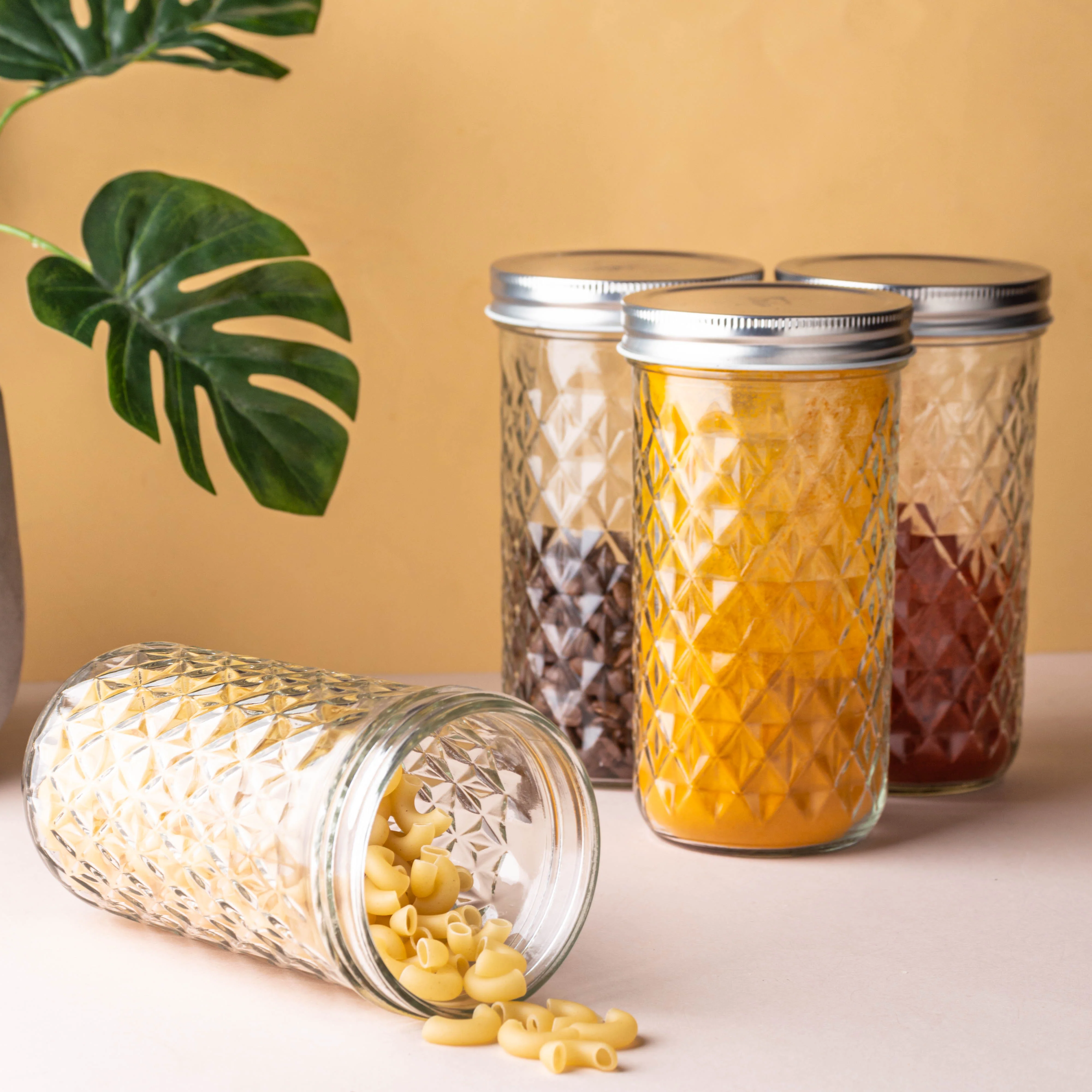 Textured Mason Jar Large Set of 4 - Image 2