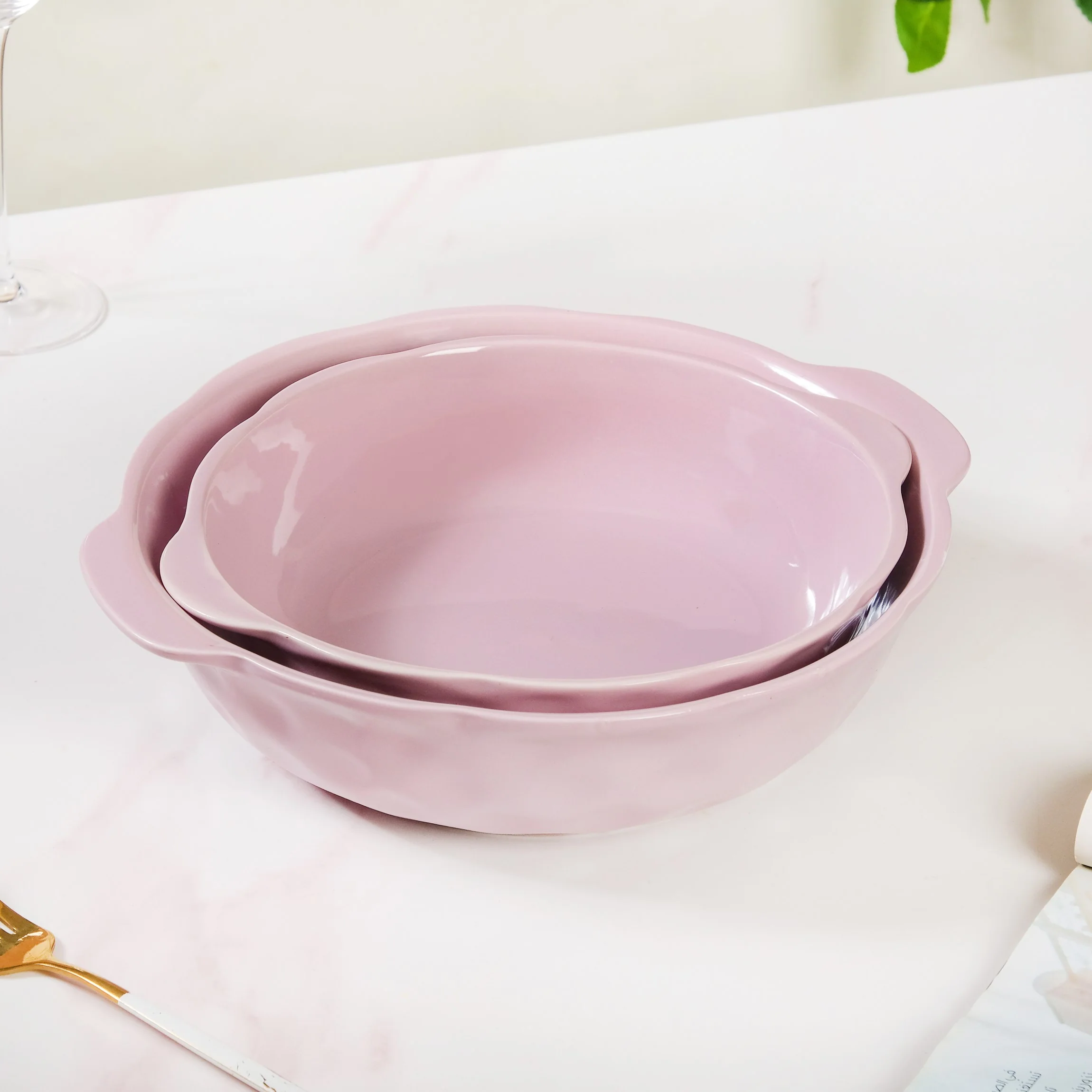 Textured Pebble Ceramic Baking And Serving Bowls Set Of 2 - Image 6