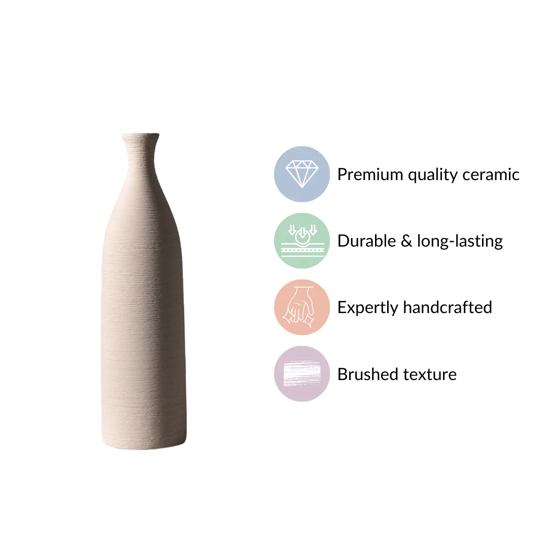 Textured Tall Off White Ceramic Vase - Image 4