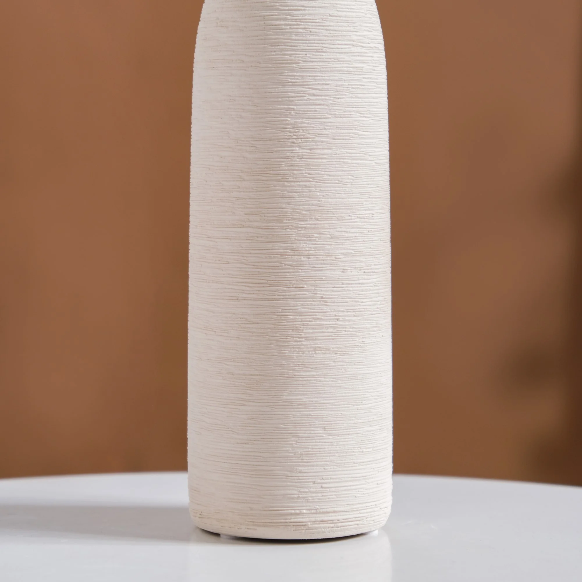Textured Tall Off White Ceramic Vase - Image 9