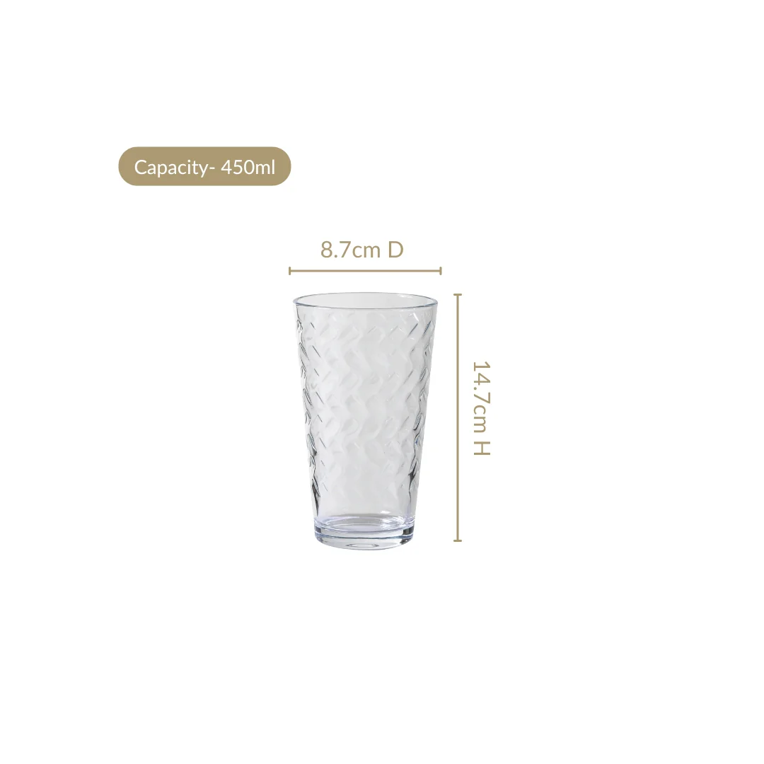 Textured Tall Tumbler Glass  Set Of 6 450ml - Image 4