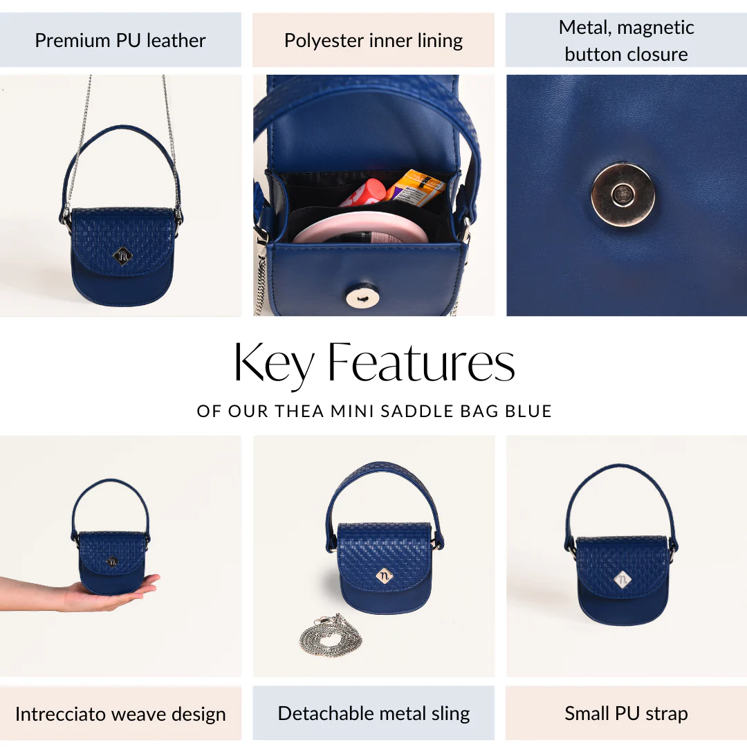 Thea Mini Saddle Bag Blue - Image 5