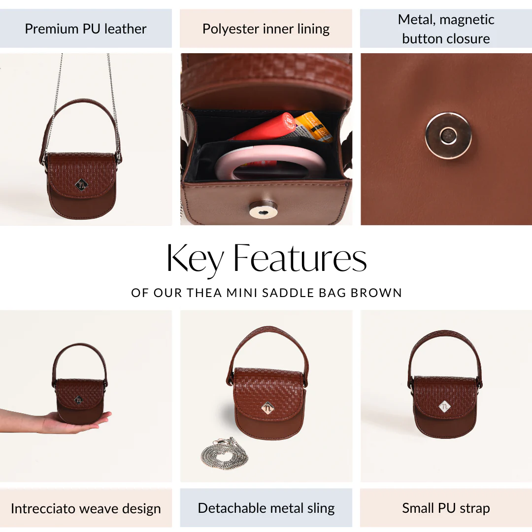 Thea Mini Saddle Bag Brown - Image 5