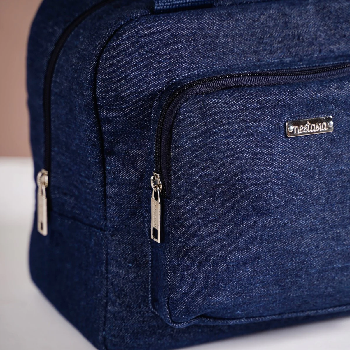 Thermal Insulated Denim Lunch Bag Dark Blue - Image 6