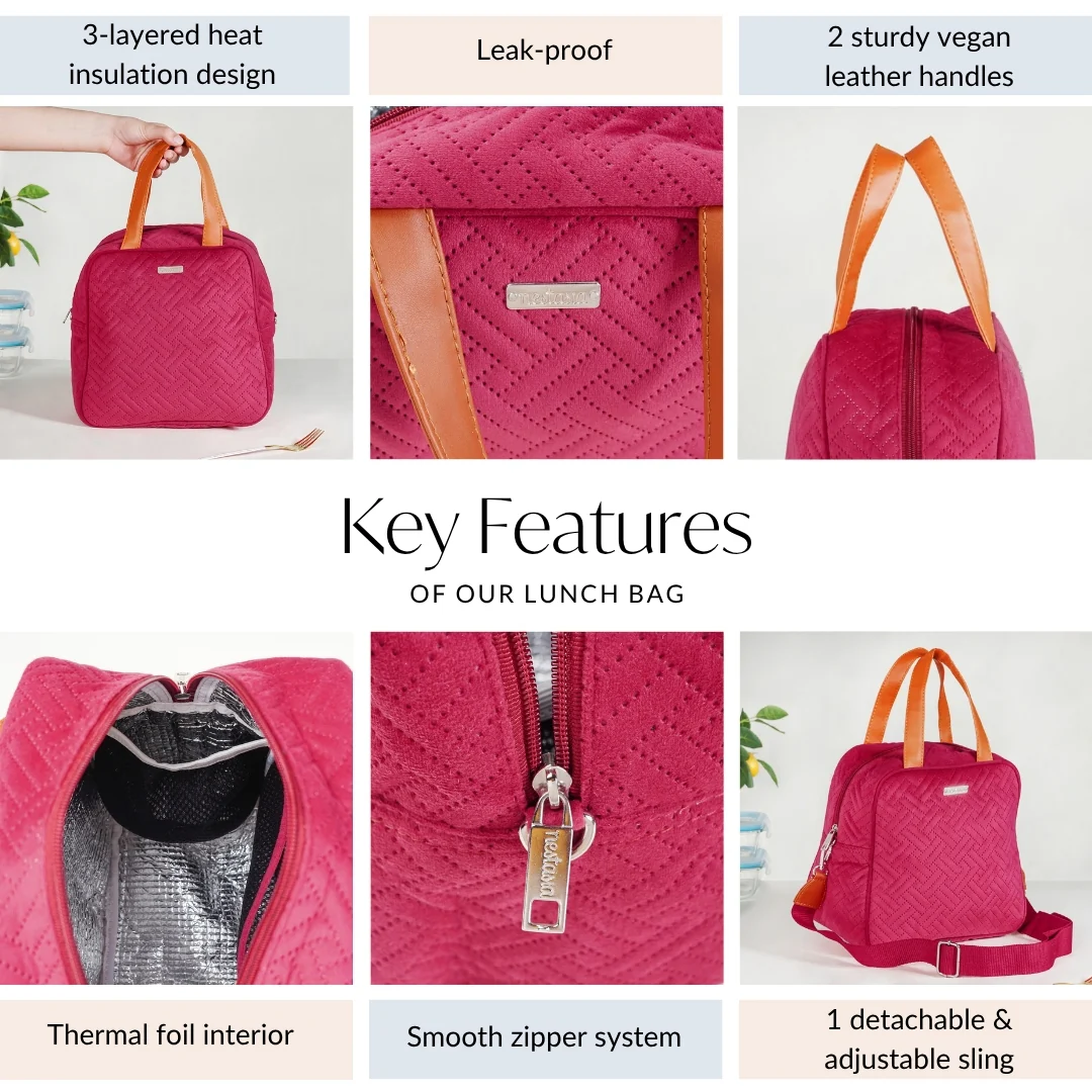Thermal Insulated Office Lunch Bag Pink - Image 5