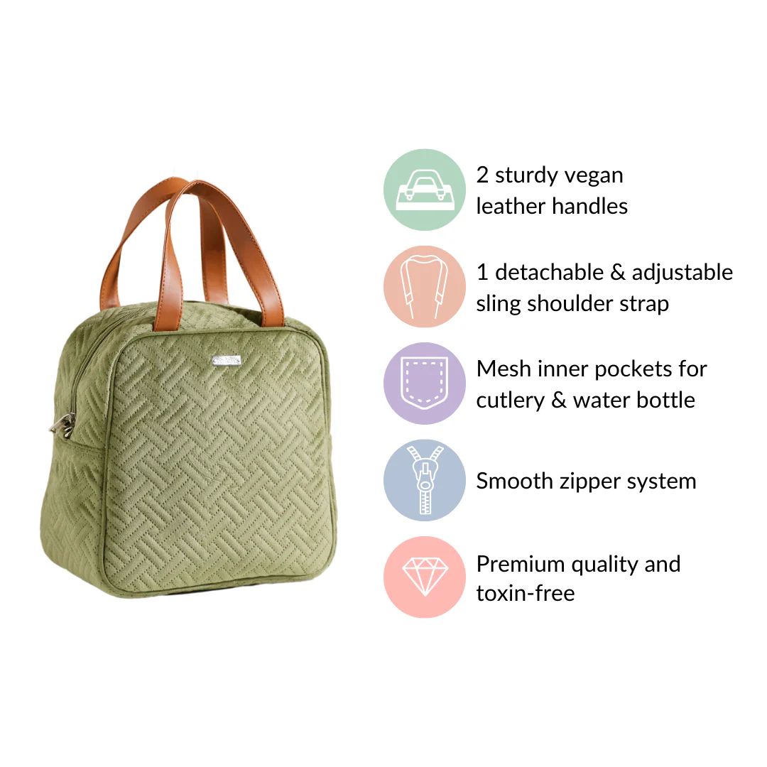 Thermal Insulated Travel Lunch Bag Green - Image 5