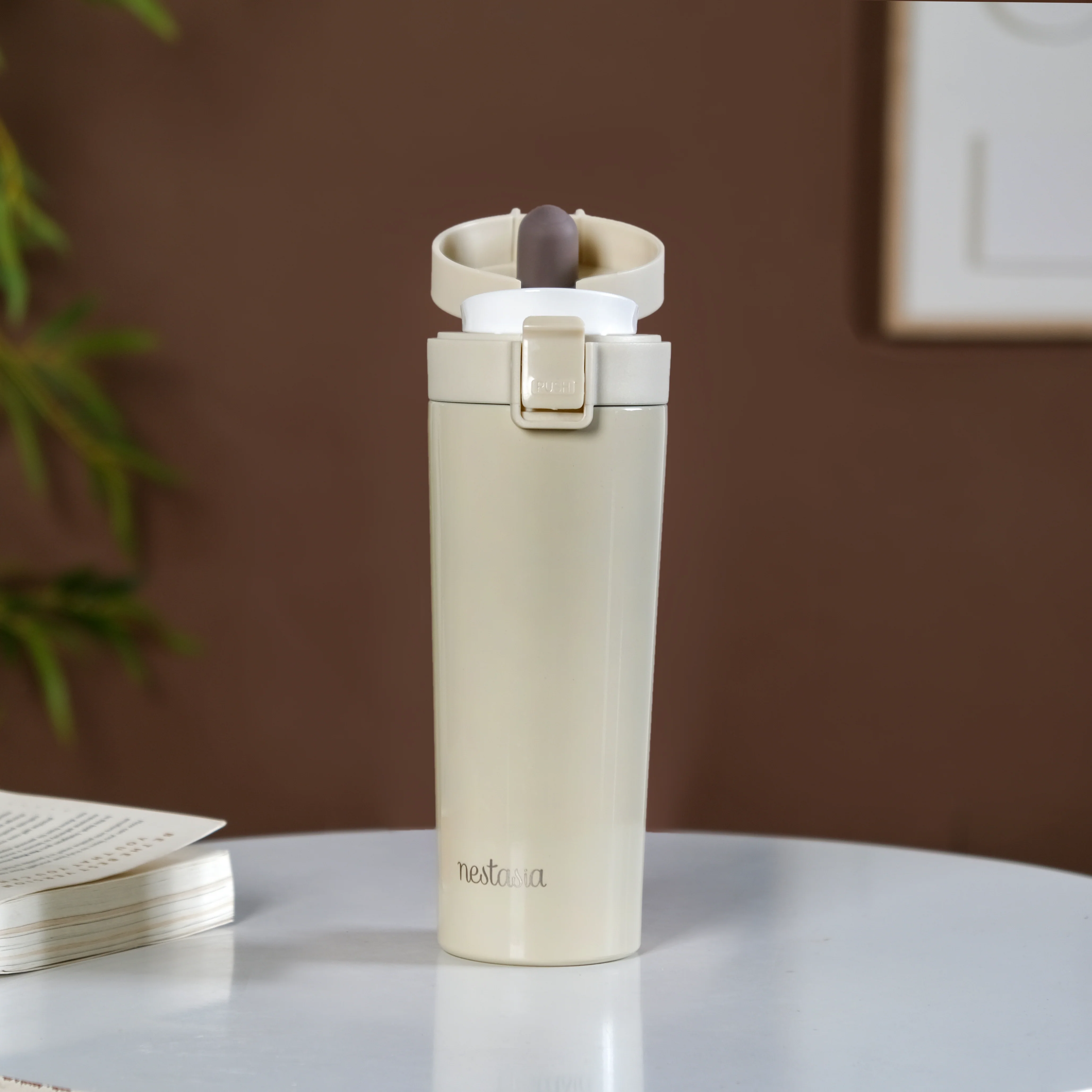 Thermox Insulated Vacuum Flask Portable Frosted Cream 450ml - Image 10