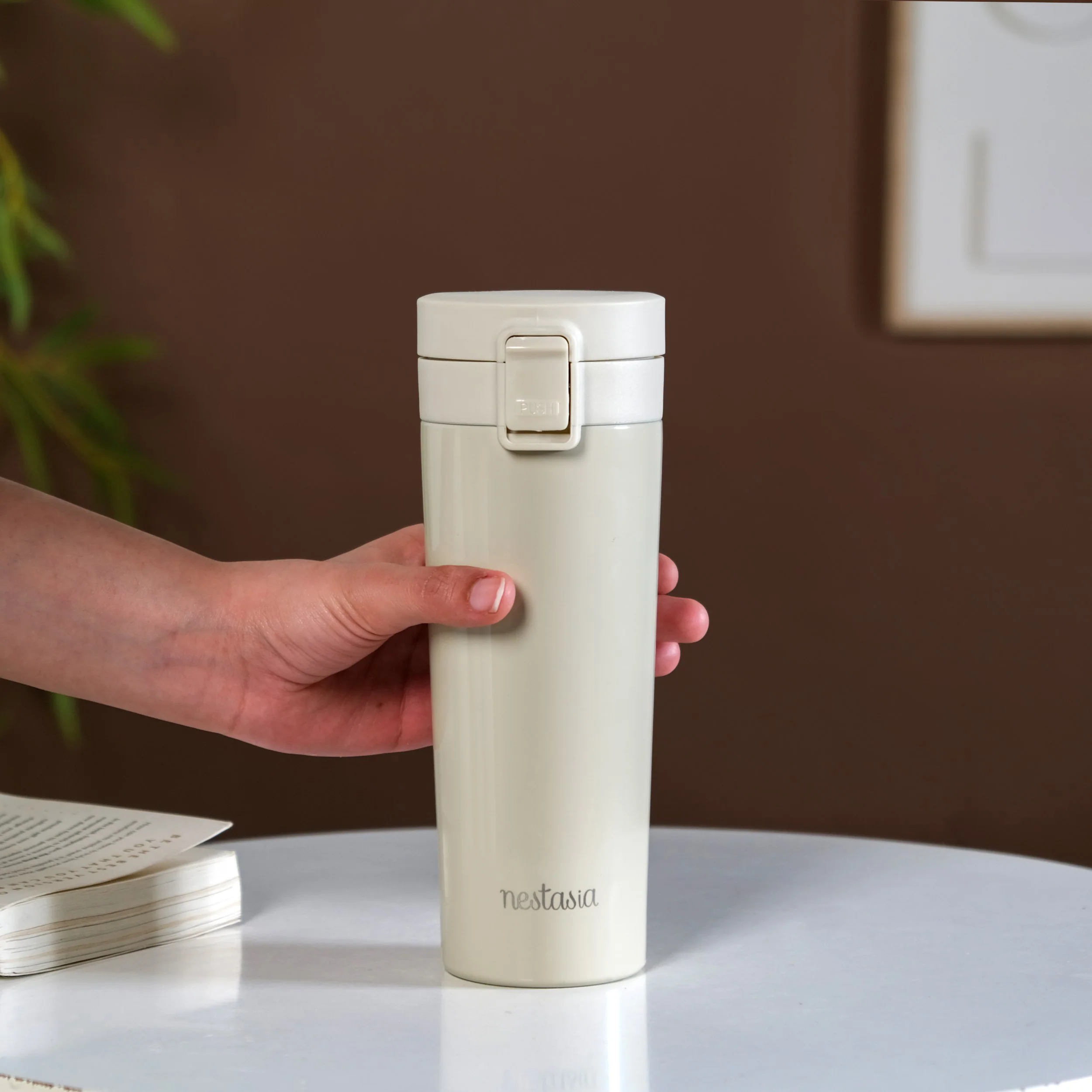 Thermox Insulated Vacuum Flask Portable Frosted Cream 450ml - Image 2