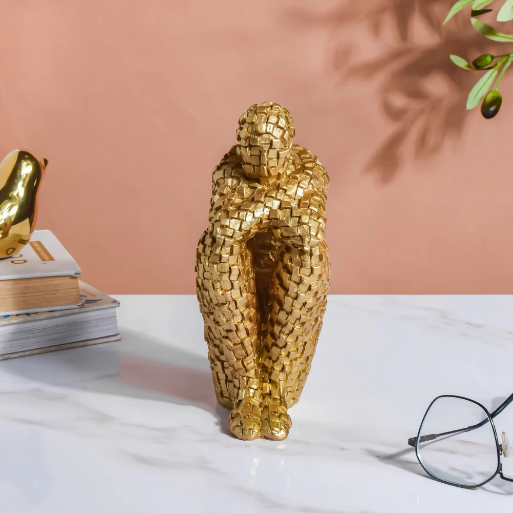 Thinking Man Textured Showpiece Gold 7.5 Inch - Image 5