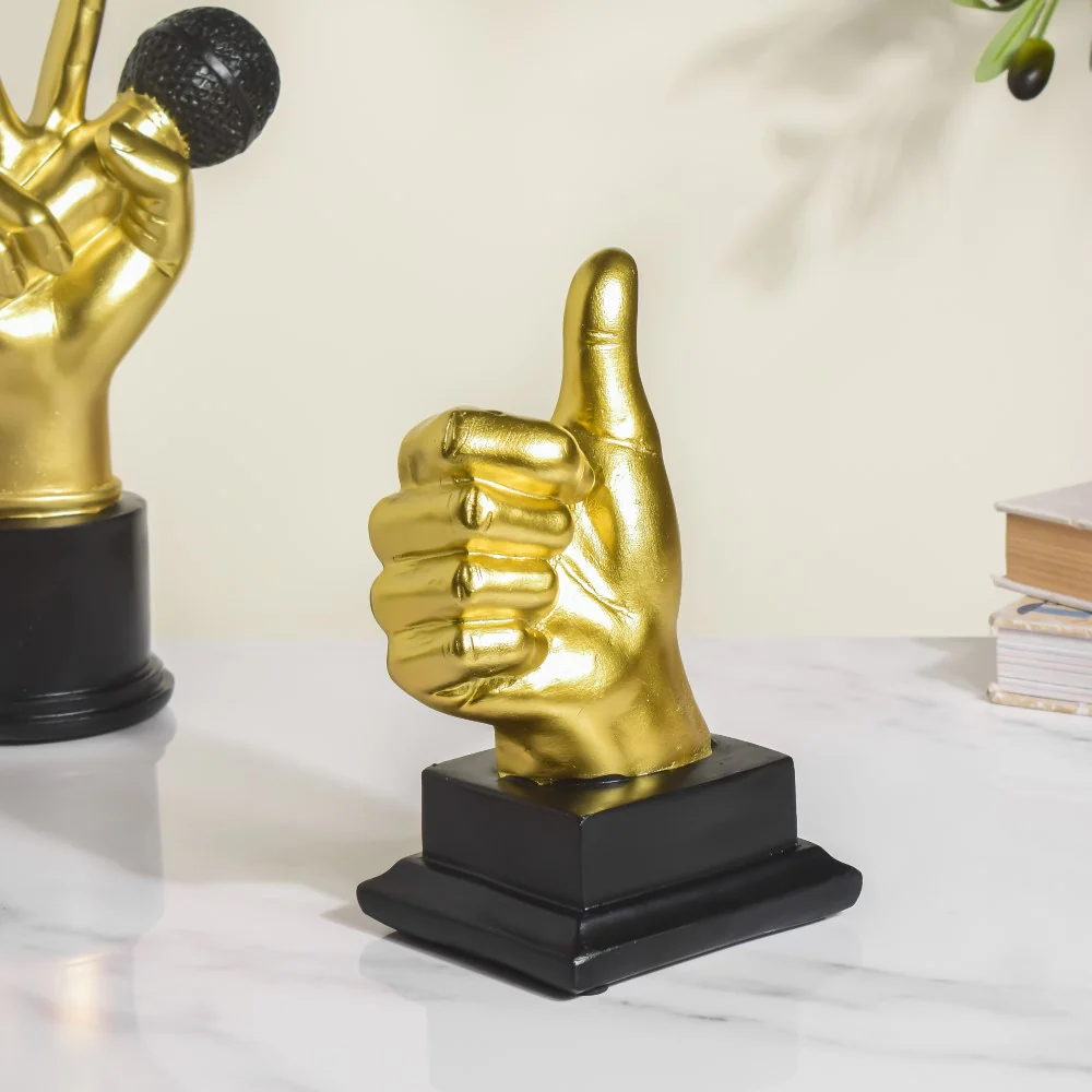 Thumbs Up Decor Showpiece Gold 7 Inch