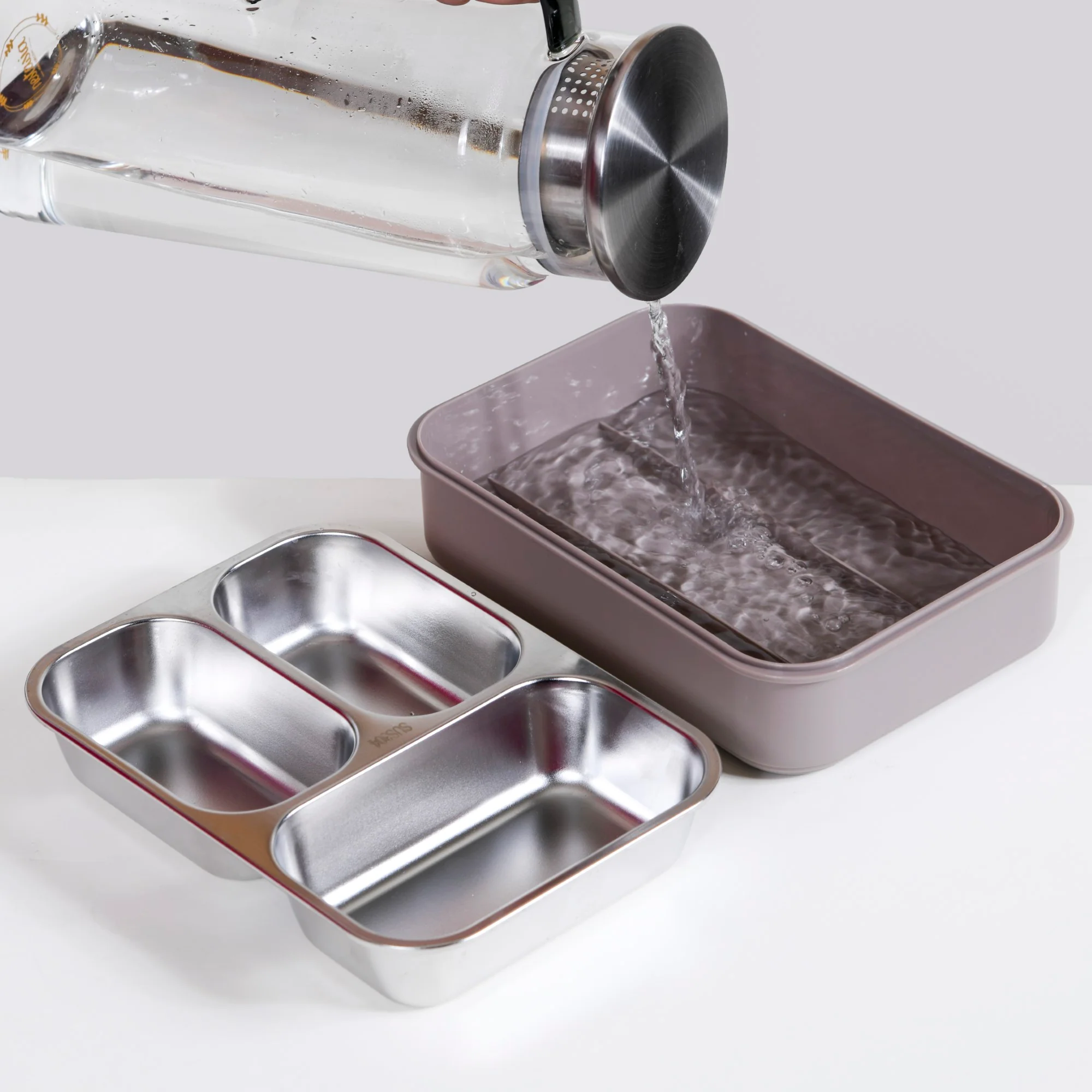 Tiffin Box For Office With 3 Compartments Brown 750ml - Image 7