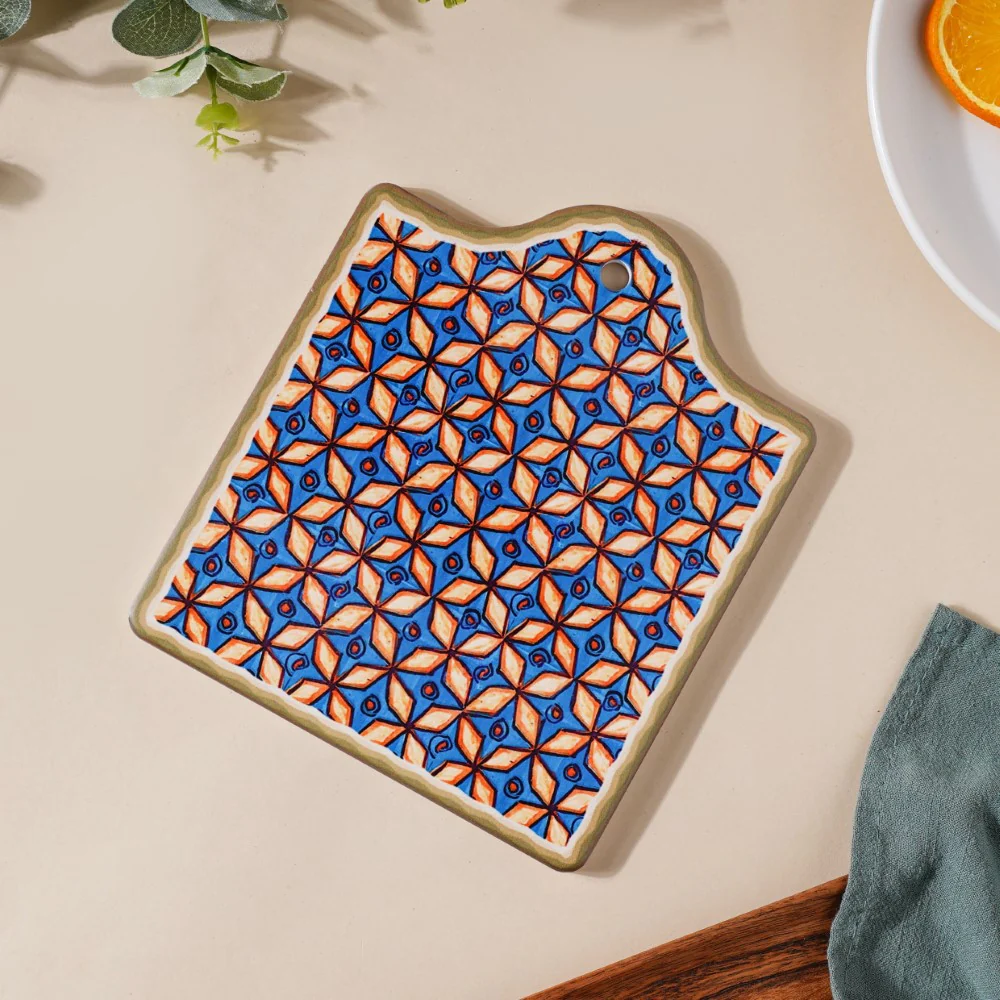 Tile Patterned Ceramic Platter 7 Inch