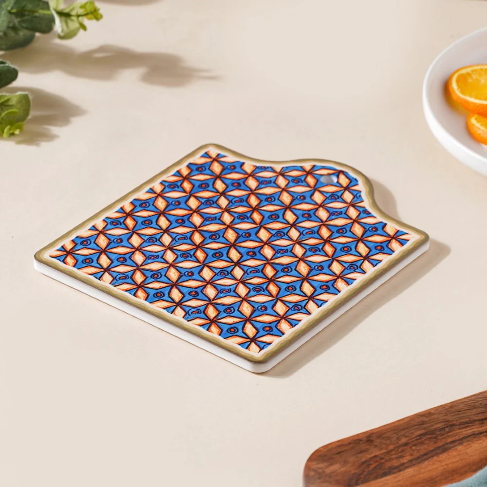 Tile Patterned Ceramic Platter 7 Inch - Image 4