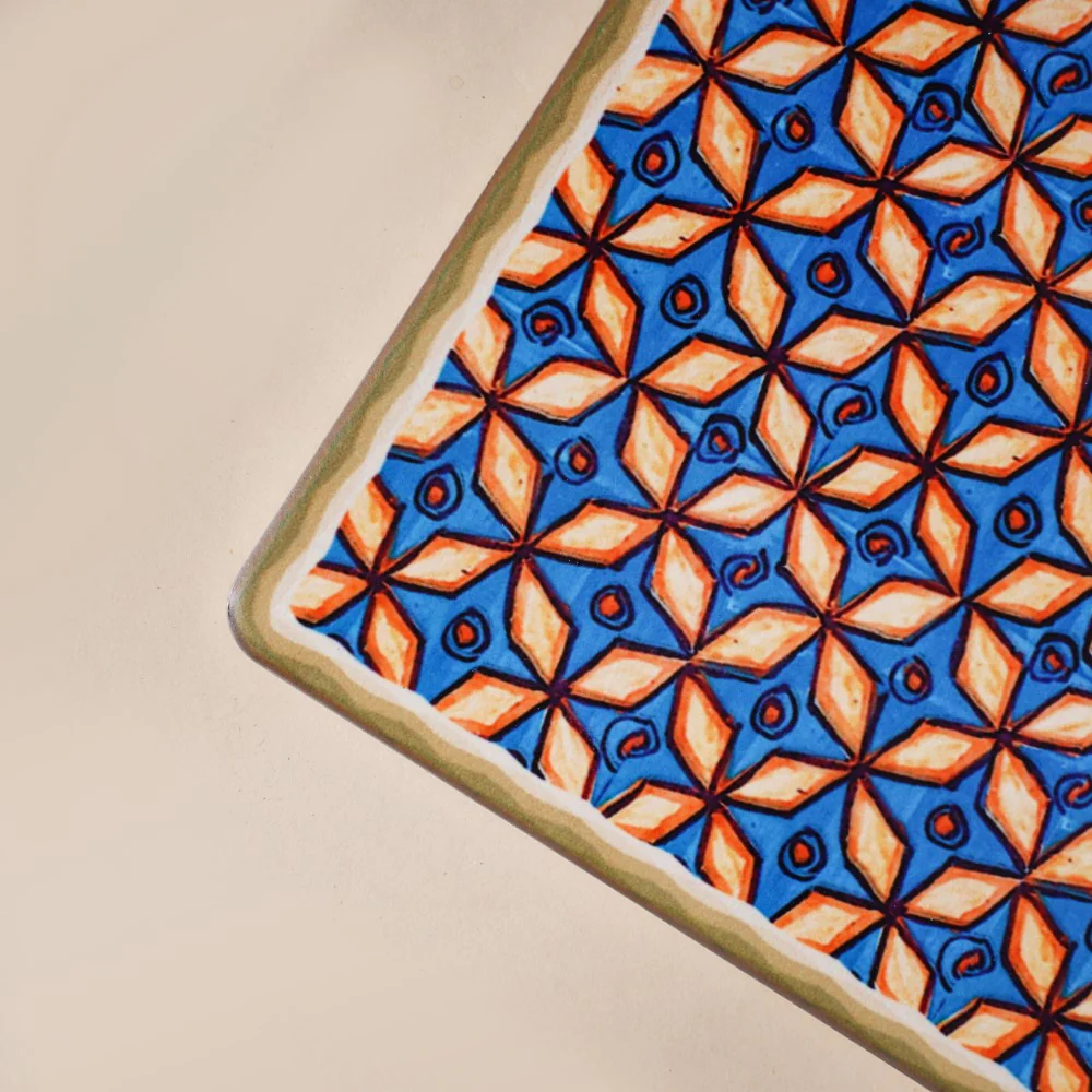 Tile Patterned Ceramic Platter 7 Inch - Image 8