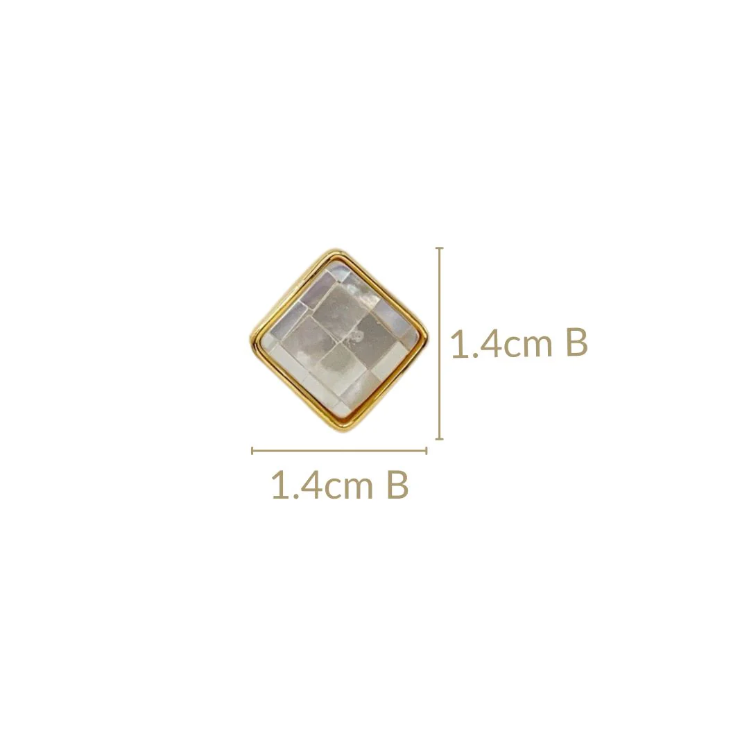 Tiled Pearl Square Studs - Image 3