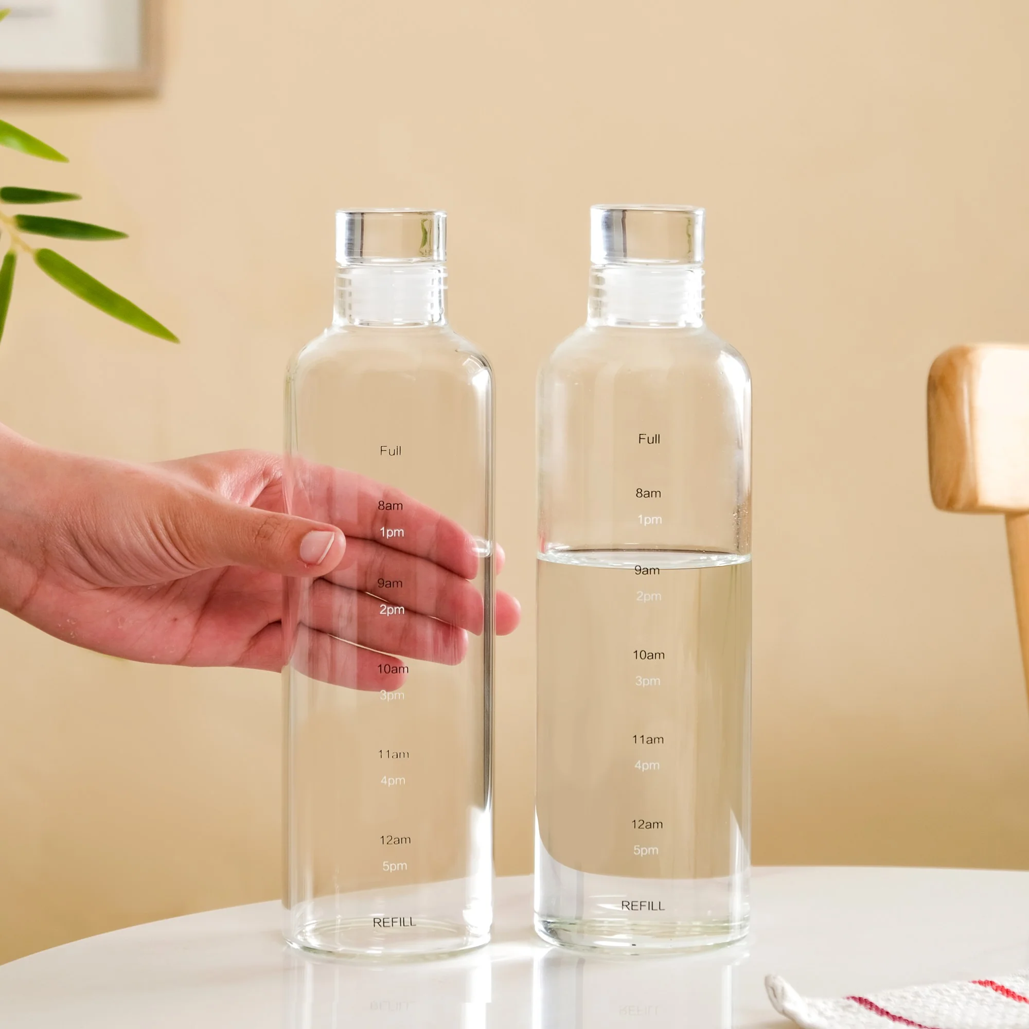 Time Marker Borosilicate Glass Water Bottle Set Of 2 550ml - Image 2