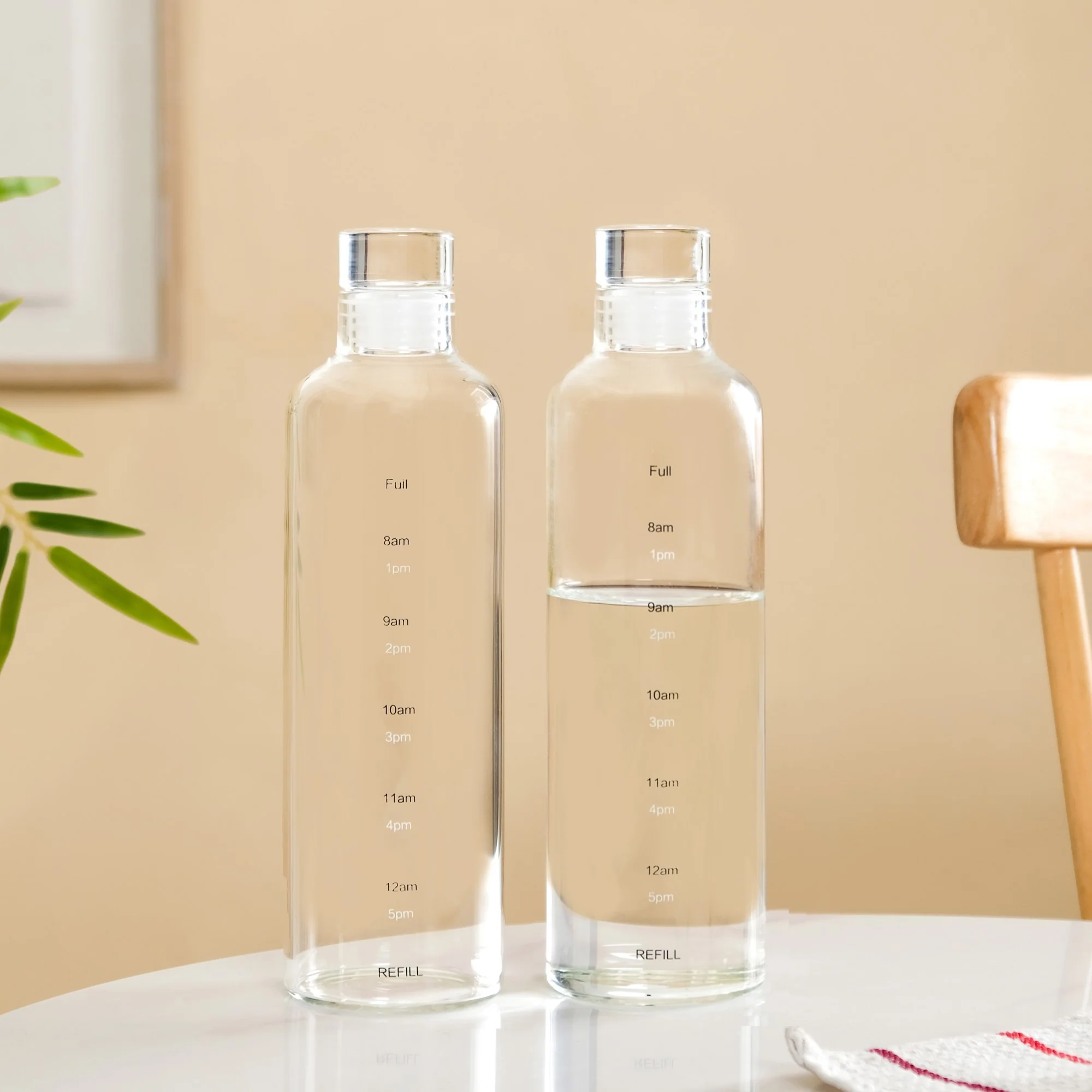 Time Marker Borosilicate Glass Water Bottle Set Of 2 550ml - Image 7