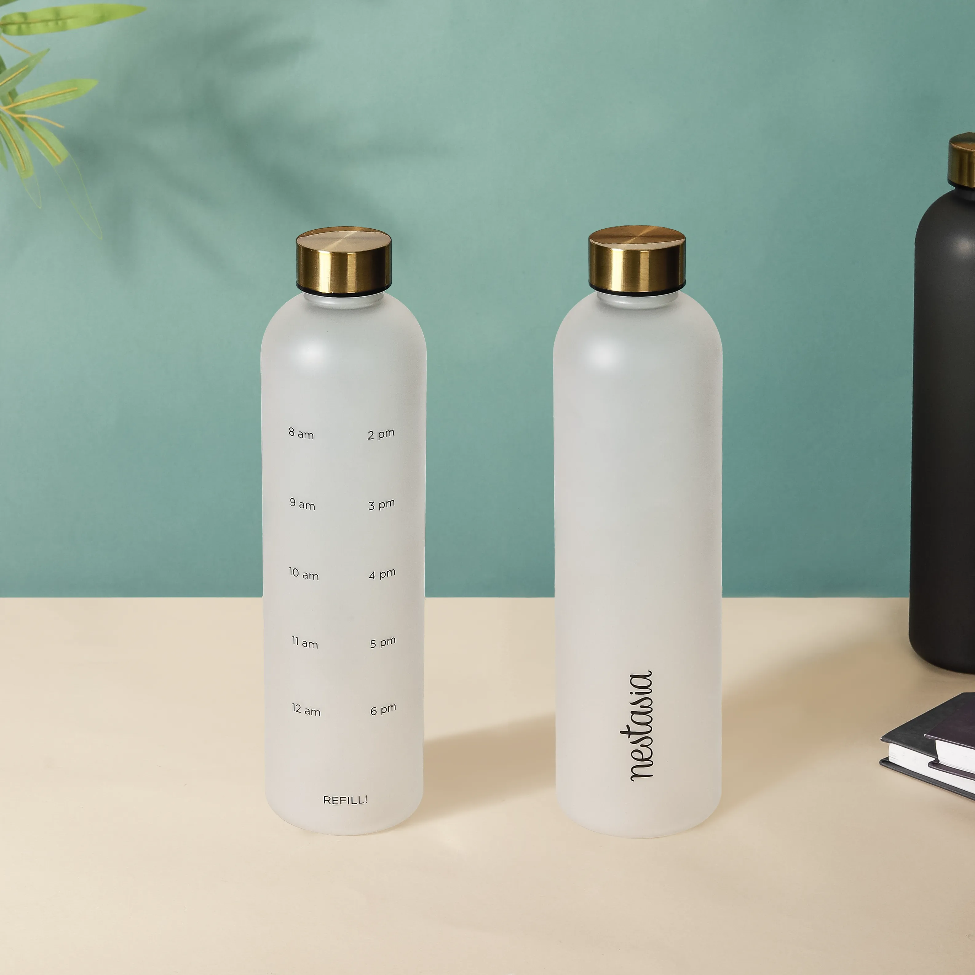 Time Marker Matte Water Bottle White 1L Set Of 2