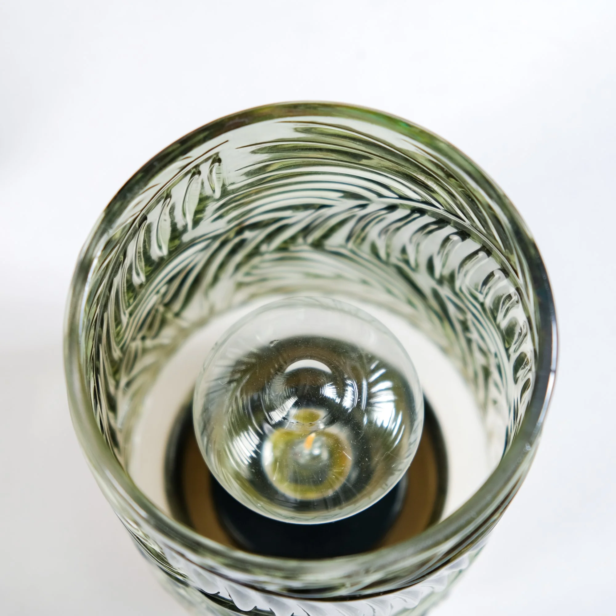 Tinted Green Glass Battery Powered LED Lamp - Image 6