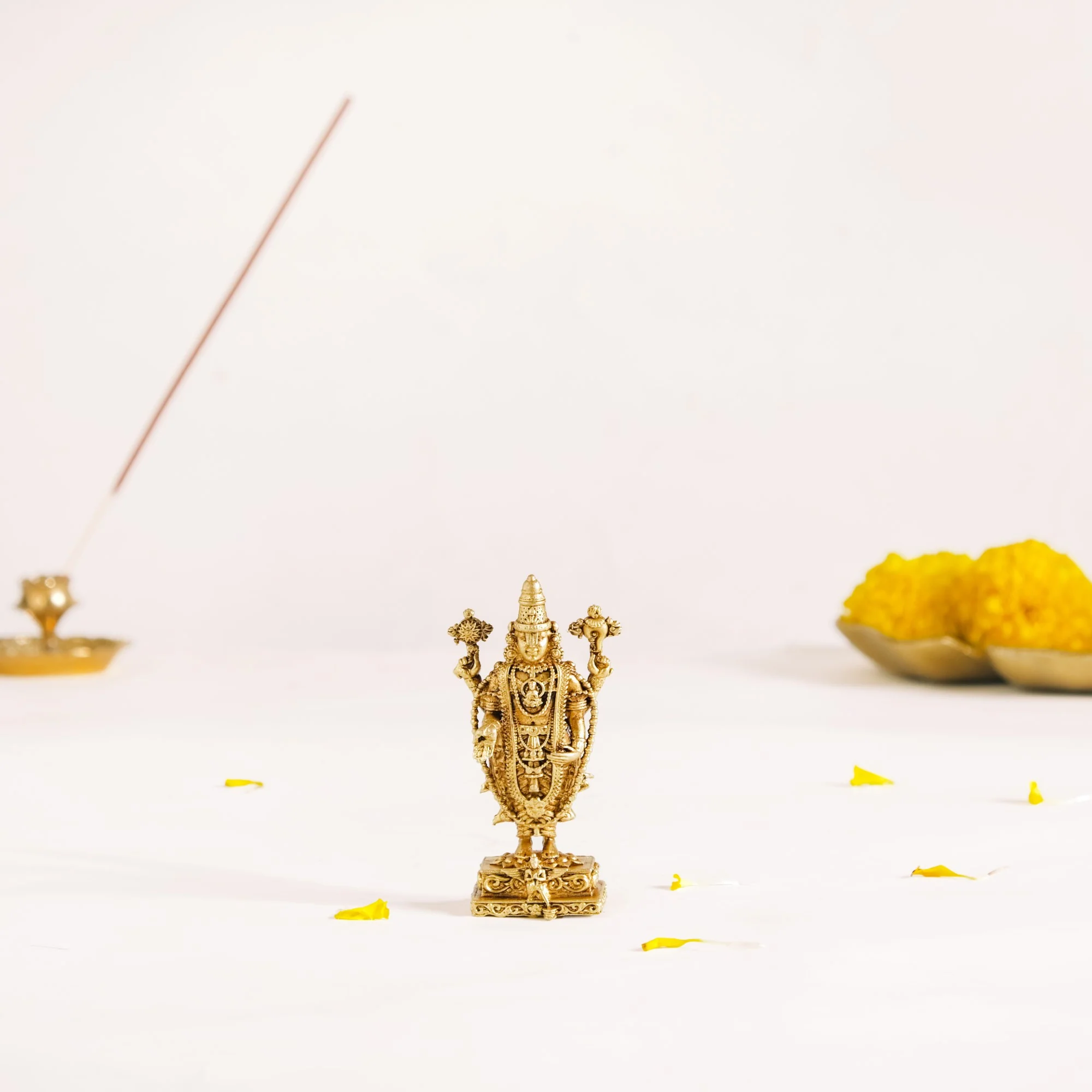 Tirupati Balaji Fine Carving Jewellery Finish Pure Brass Idol 7cm - Image 11